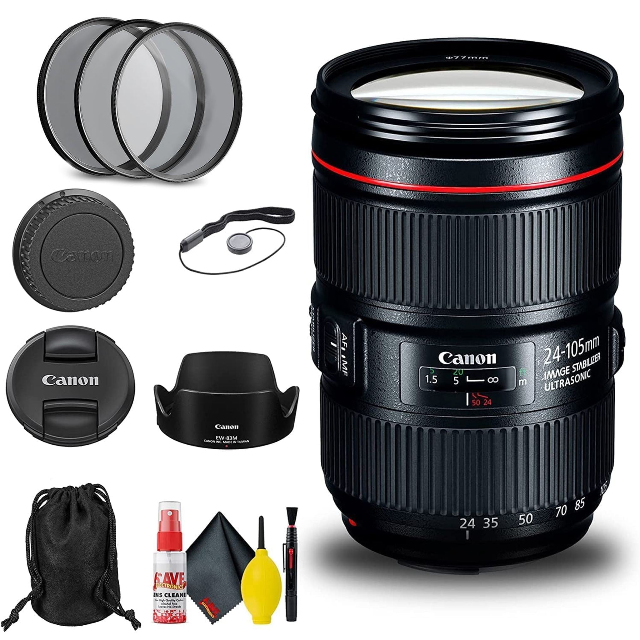 Canon EF 24-105mm f/4L IS II USM Lens 1380C002 + Filter + Cap Keeper + More