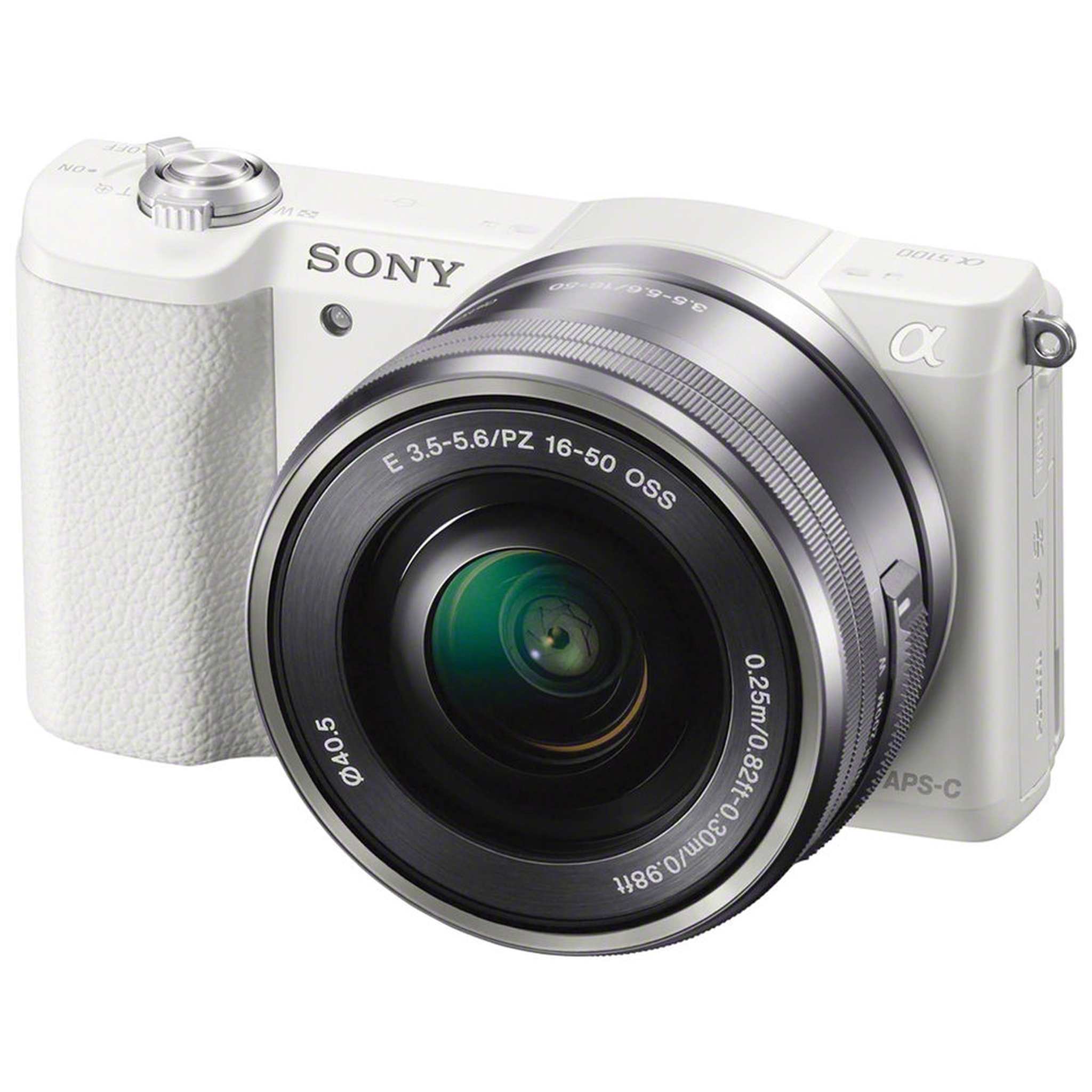 Sony Alpha a5100 Mirrorless Digital Camera White with 16-50mm Lens + 64GB Card + More