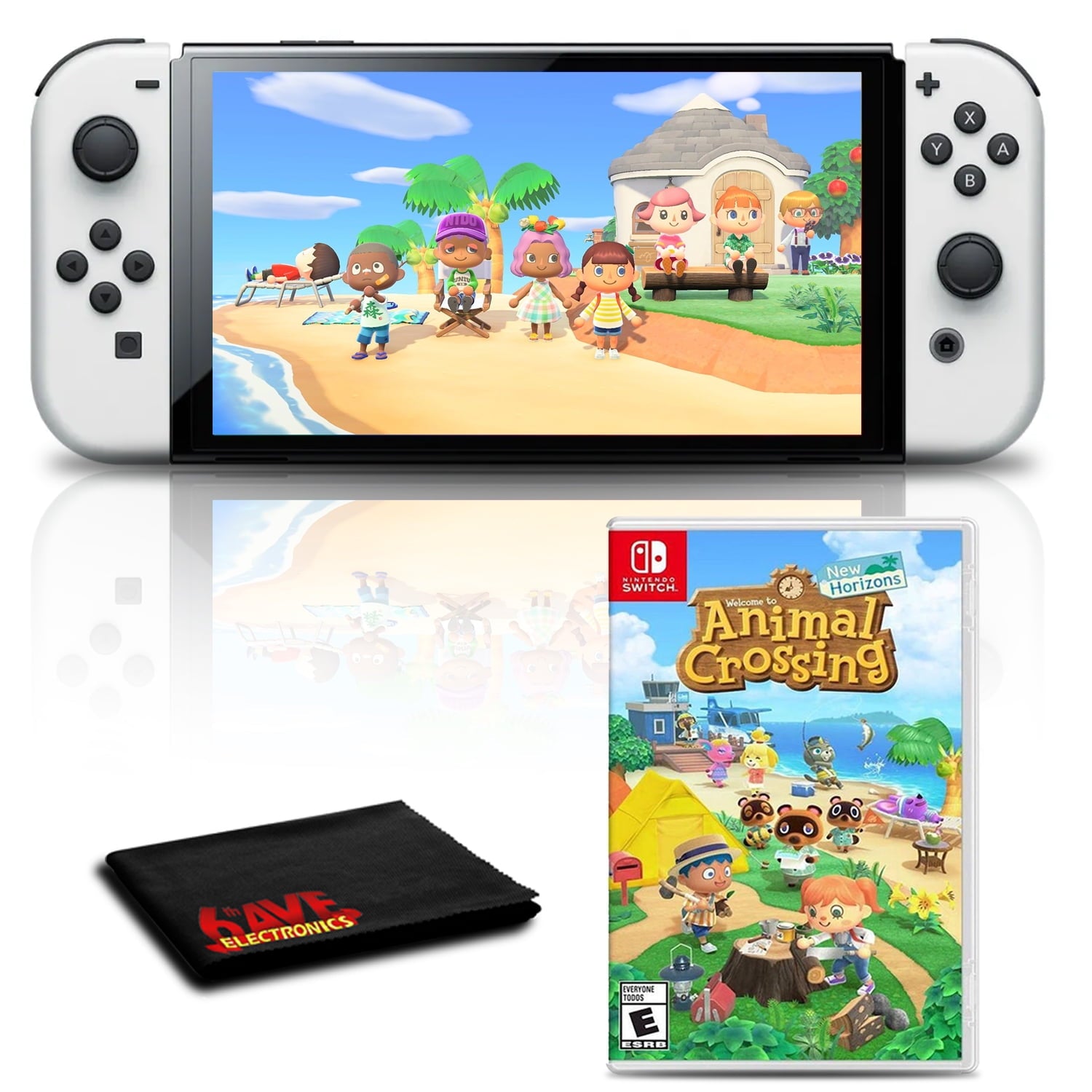 Nintendo Switch OLED White with Animal Crossing New Horizons Game Bundle