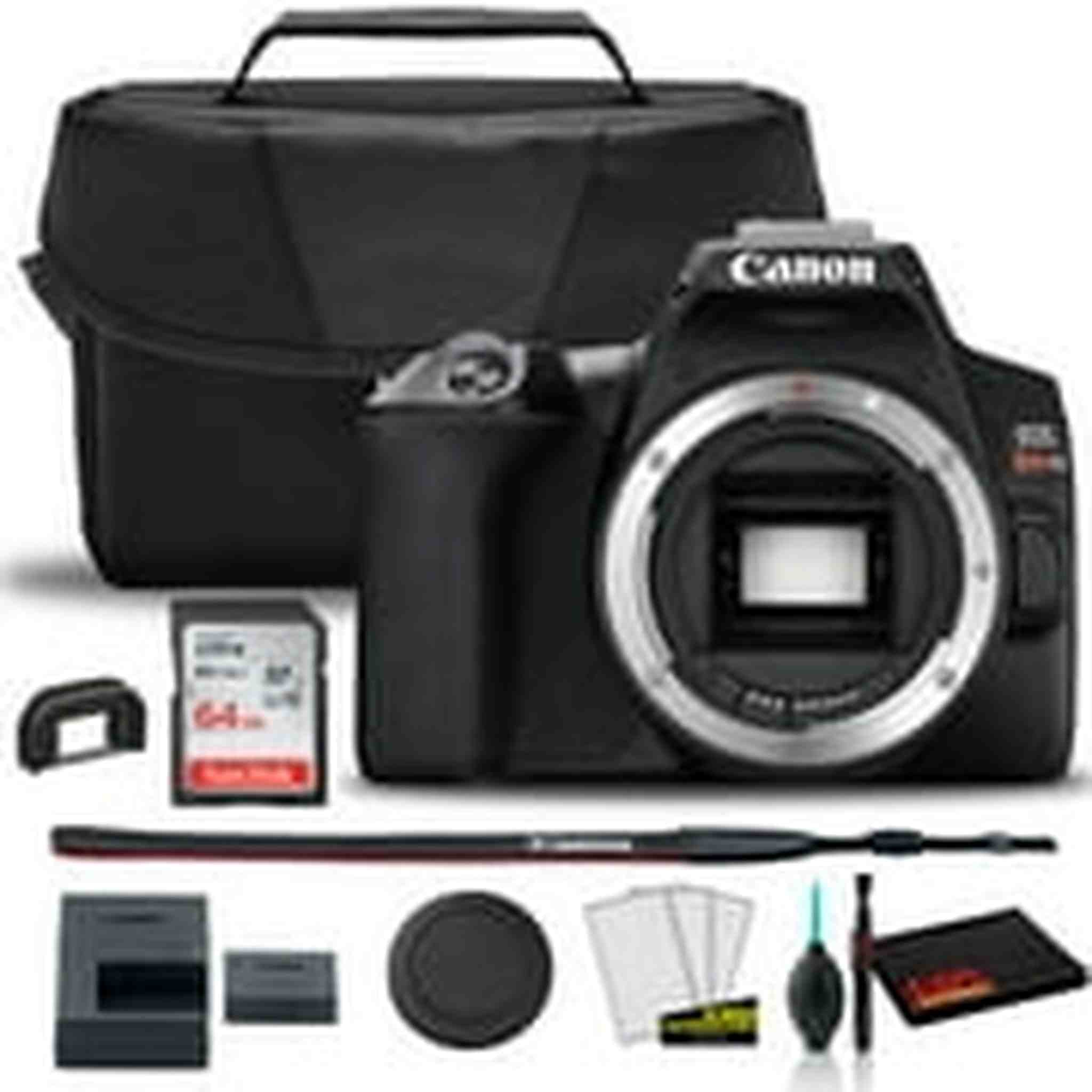 Canon EOS Rebel SL3 DSLR Camera Black, Body Only 3453C001 + Canon EOS Bag + Sandisk Ultra 64GB Card + Clean and Care Kit - Used Canon