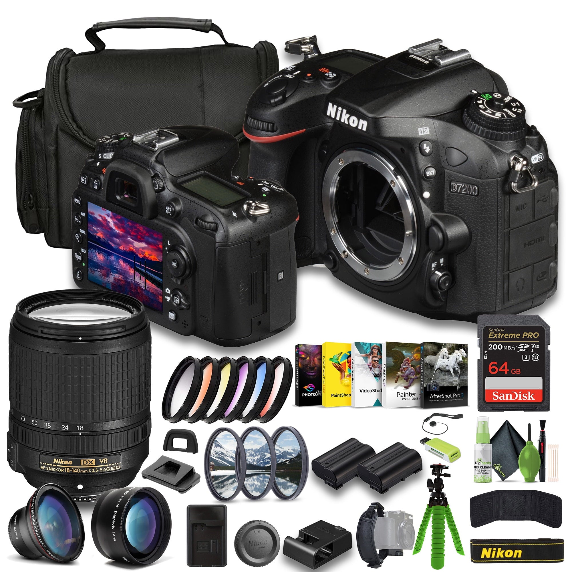 Nikon D7200 24.2 MP DX-Format Digital SLR Camera 1554 Bundle