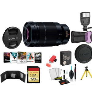 Panasonic Leica DG Vario-Elmarit 50-200mm f/2.8-4 ASPH. POWER O.I.S. Lens with 128GB Memory Card and More International Model Panasonic