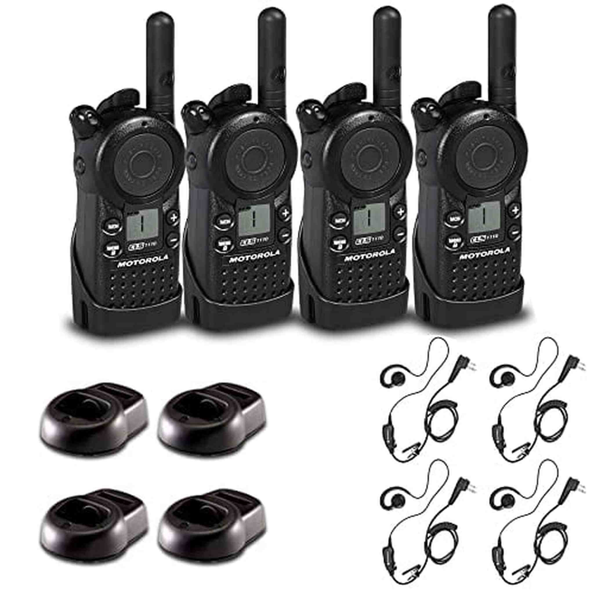 4 x Motorola CLS1110 UHF 1W 1-Channel 2-Way Radio - 4 Pack With Mic Bundle Motorola Solutions