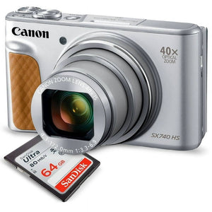 Canon PowerShot SX740 HS Digital Camera Silver with 64GB Card Canon