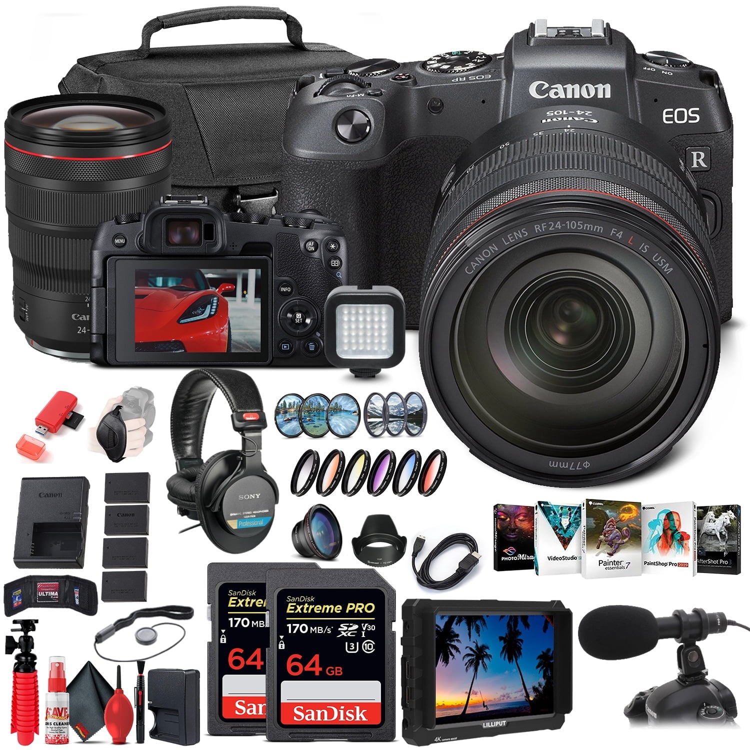 Canon EOS RP Mirrorless Digital Camera with 24-105mm Lens 3380C012 + Canon RF Advanced Bundle