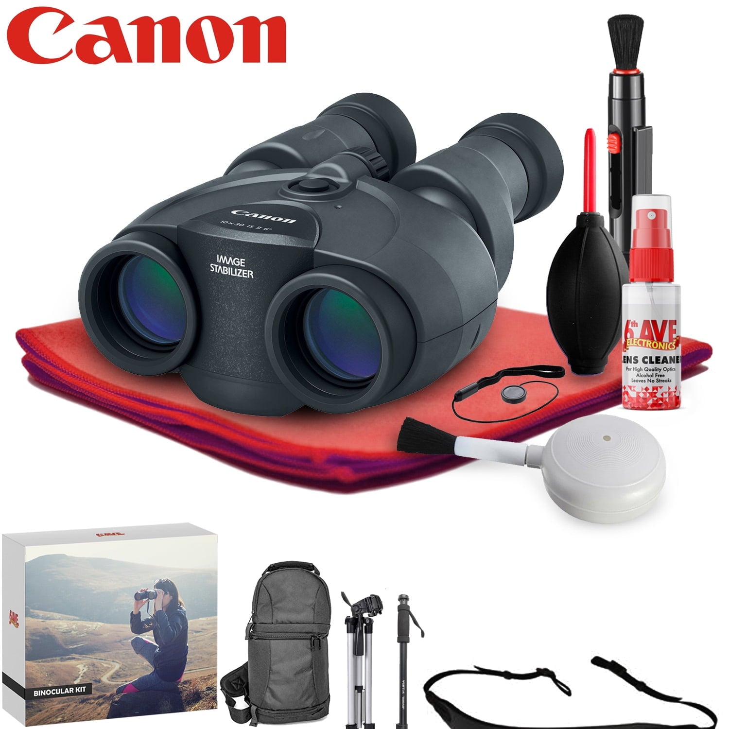 Canon 10x30 IS II Image Stabilized Binocular  - Exclusive Outdoors Binoculars Kit