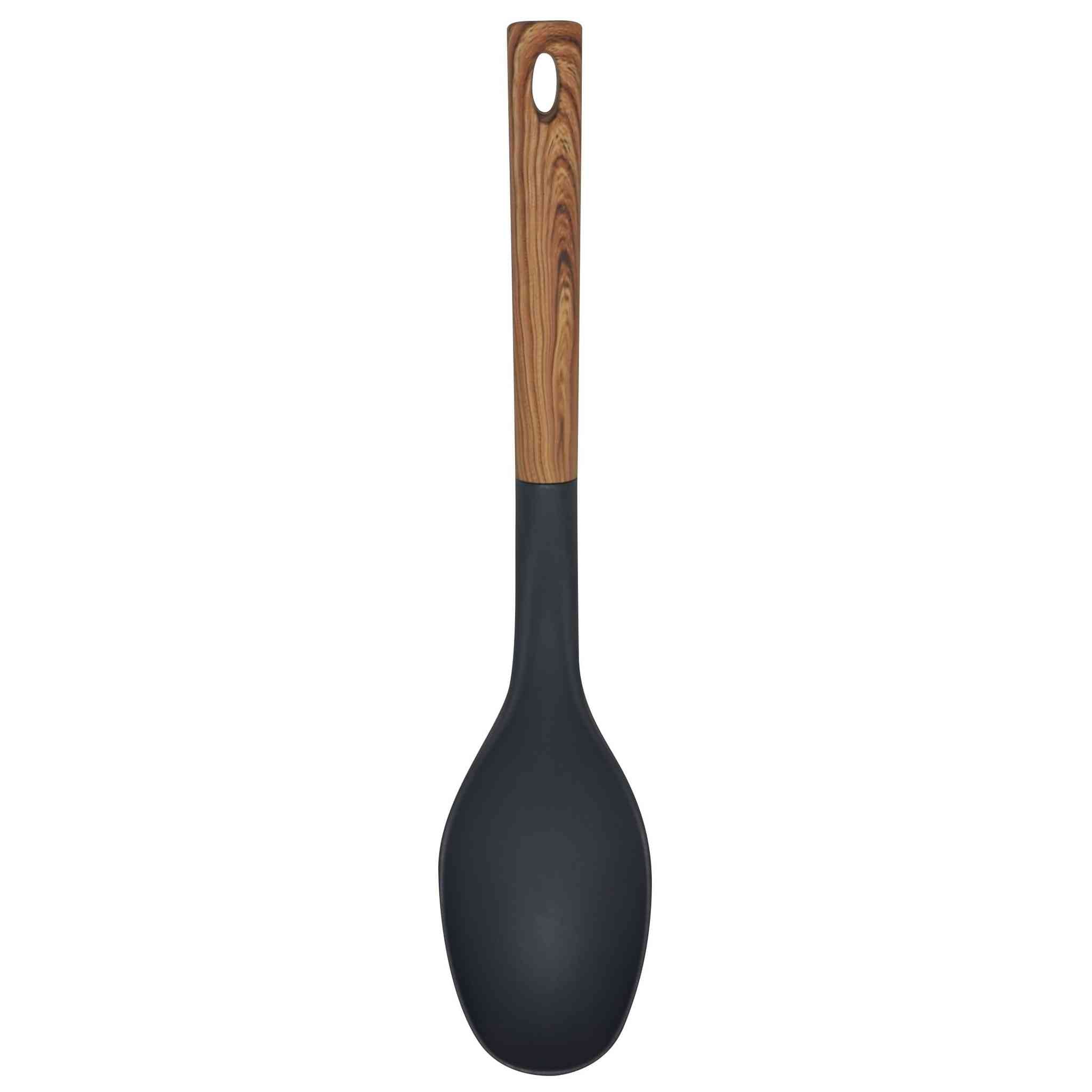 Bene Casa - Black Spoon with Wood Like Handle, Heat Resistant Bene Casa