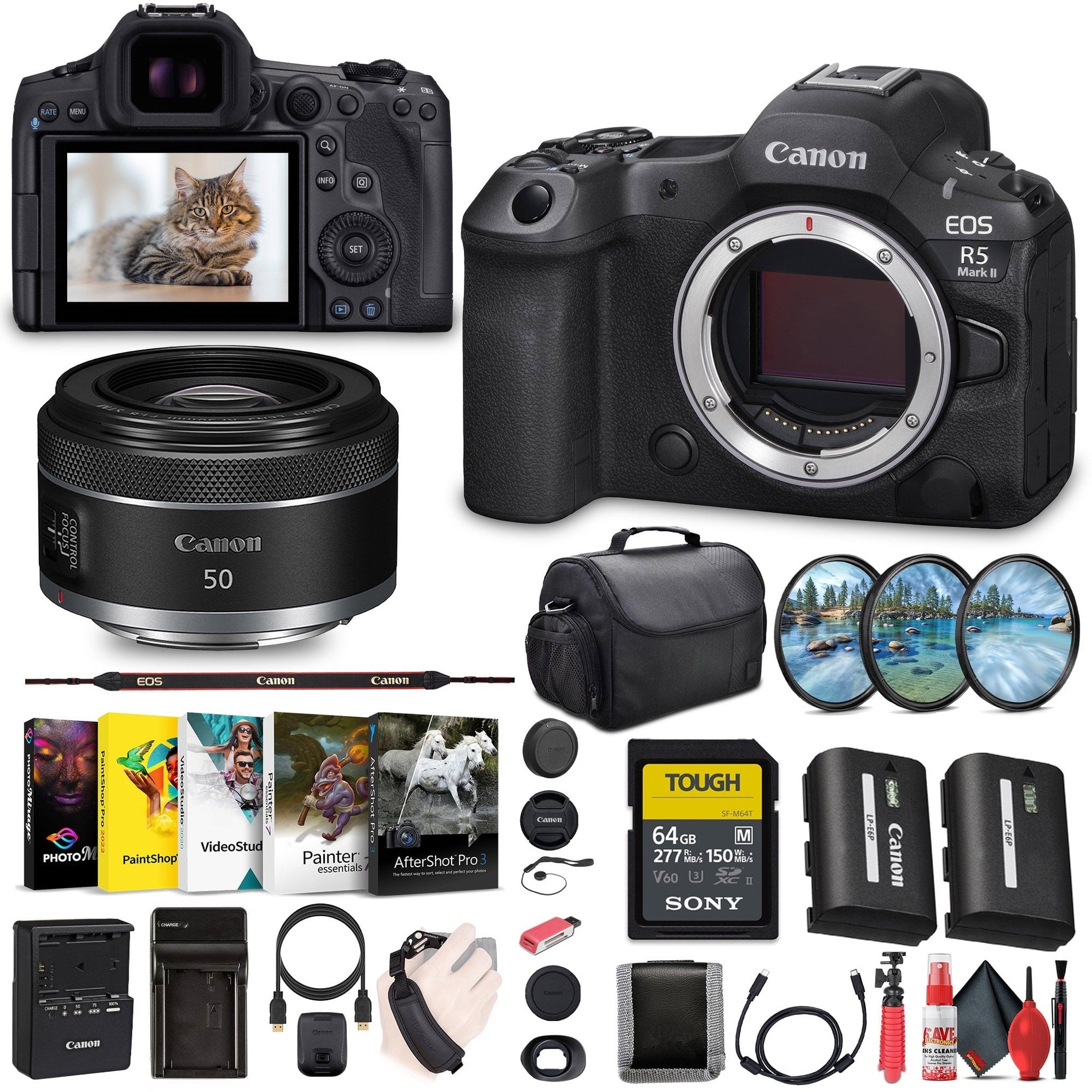 Canon - EOS R5 Mark II Mirrorless Camera, 45MP, Full-Frame Hybrid Camera, 8K Video Bundle Canon