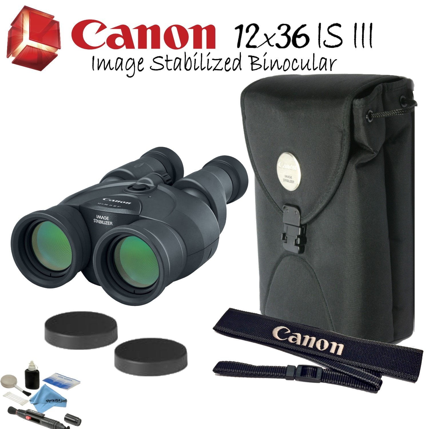 Canon 12x36 is III Image Stabilized Binocular Starters Bundle