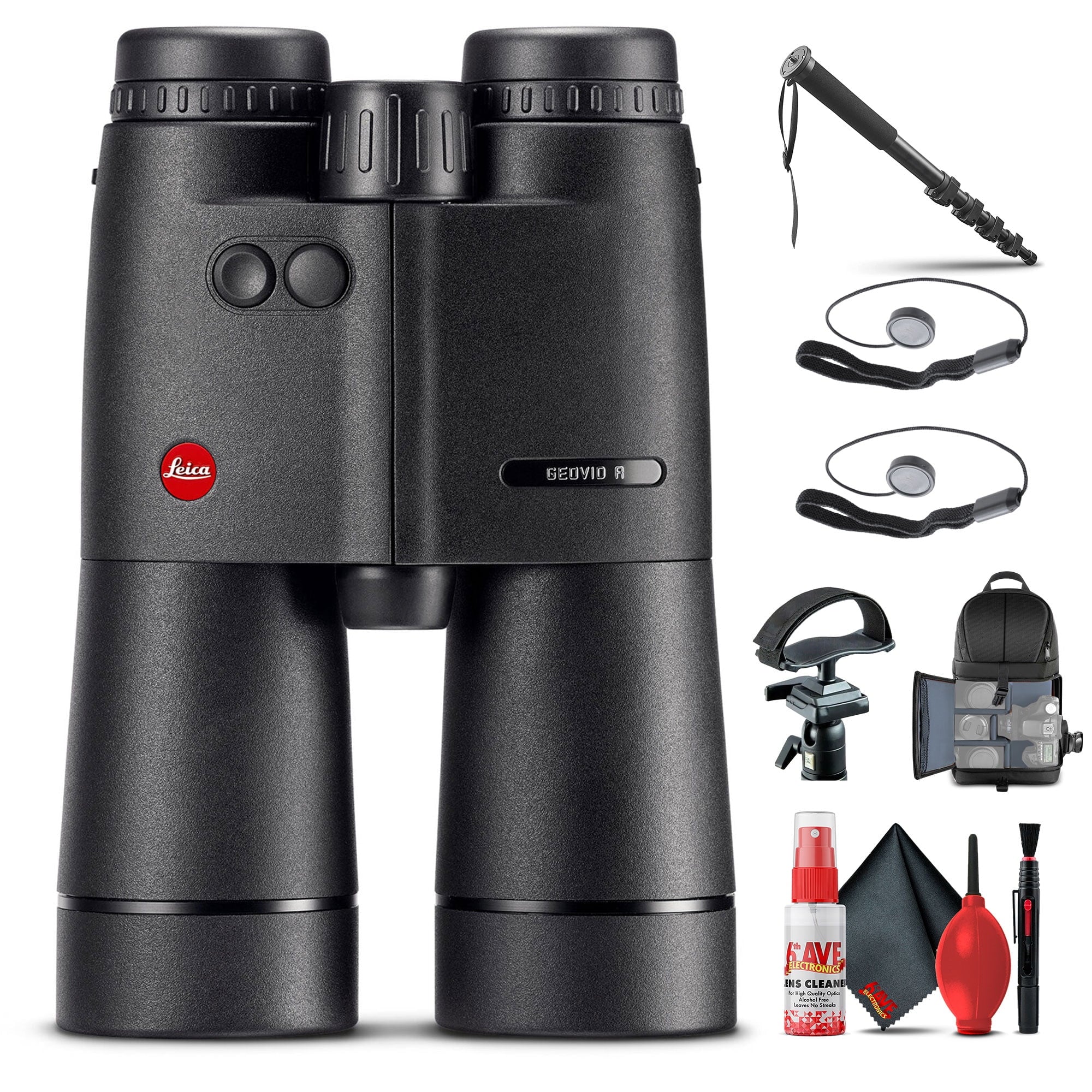 Leica 8x56 Geovid R Rangefinder Binoculars + Tripod Adapter + BackPack + Monopod + More