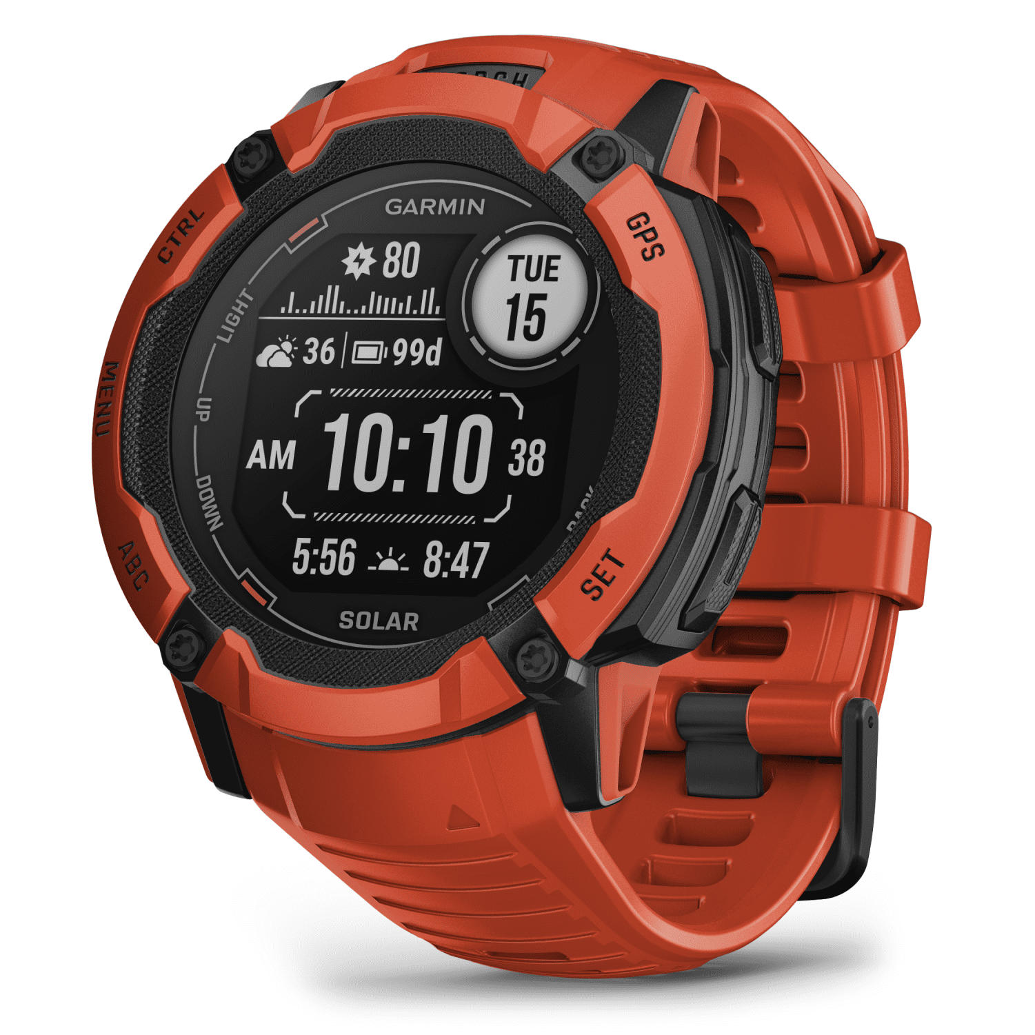 Garmin Instinct 2X Solar, Rugged GPS Smartwatch, Flame Red