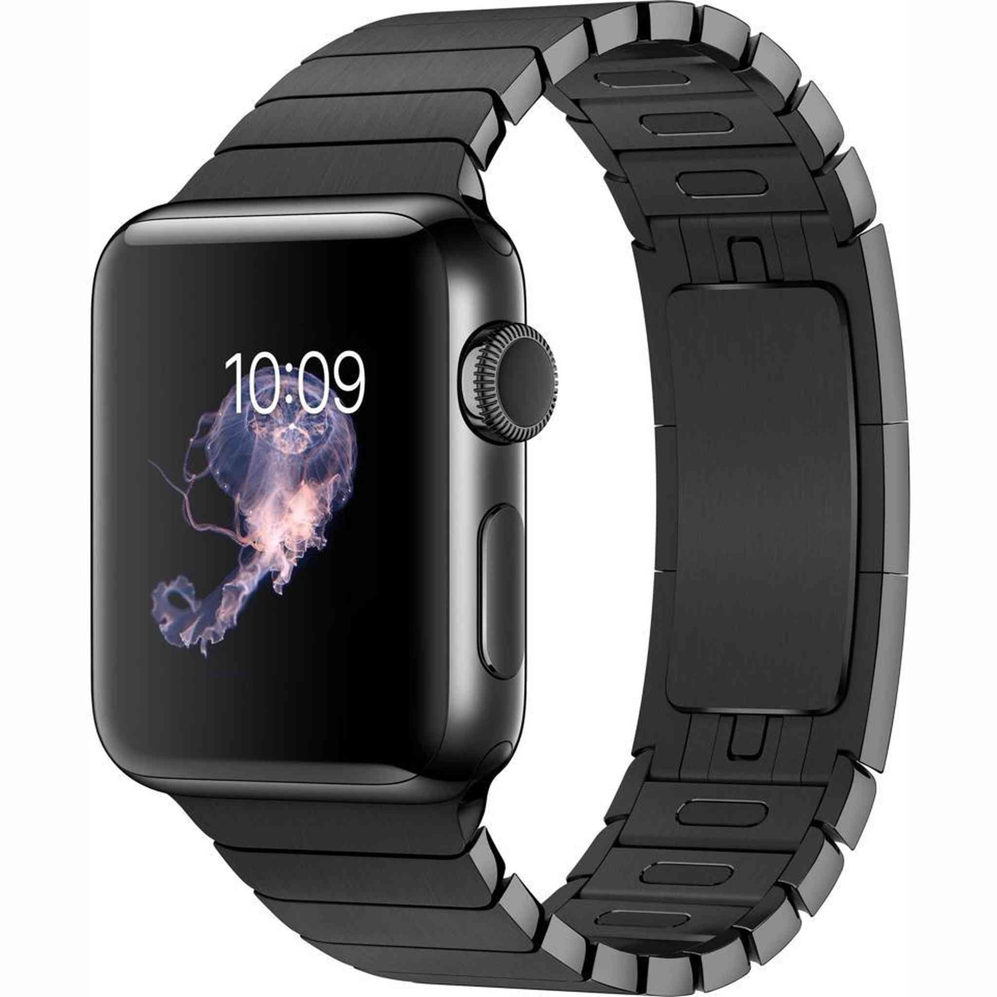 6Ave Apple Watch Series 2 38mm Smartwatch Space Black Stainless Steel Case, Space Black Link Band + Watch Band Black 38mm + Watch Band Red 38mm + Watch Band Blue 38mm + MicroFiber Cloth Bundle