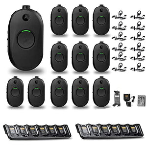 12 x Motorola CLP1010e 1-Channel 2-Way UHF Radio + Multi-Unit Charger + More