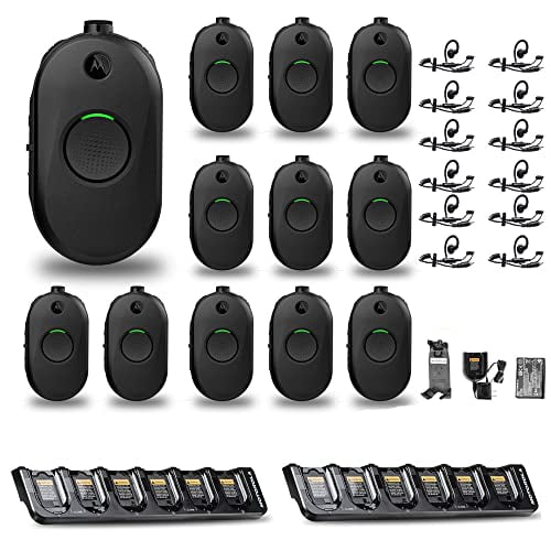 12 x Motorola CLP1010e 1-Channel 2-Way UHF Radio + Multi-Unit Charger + More