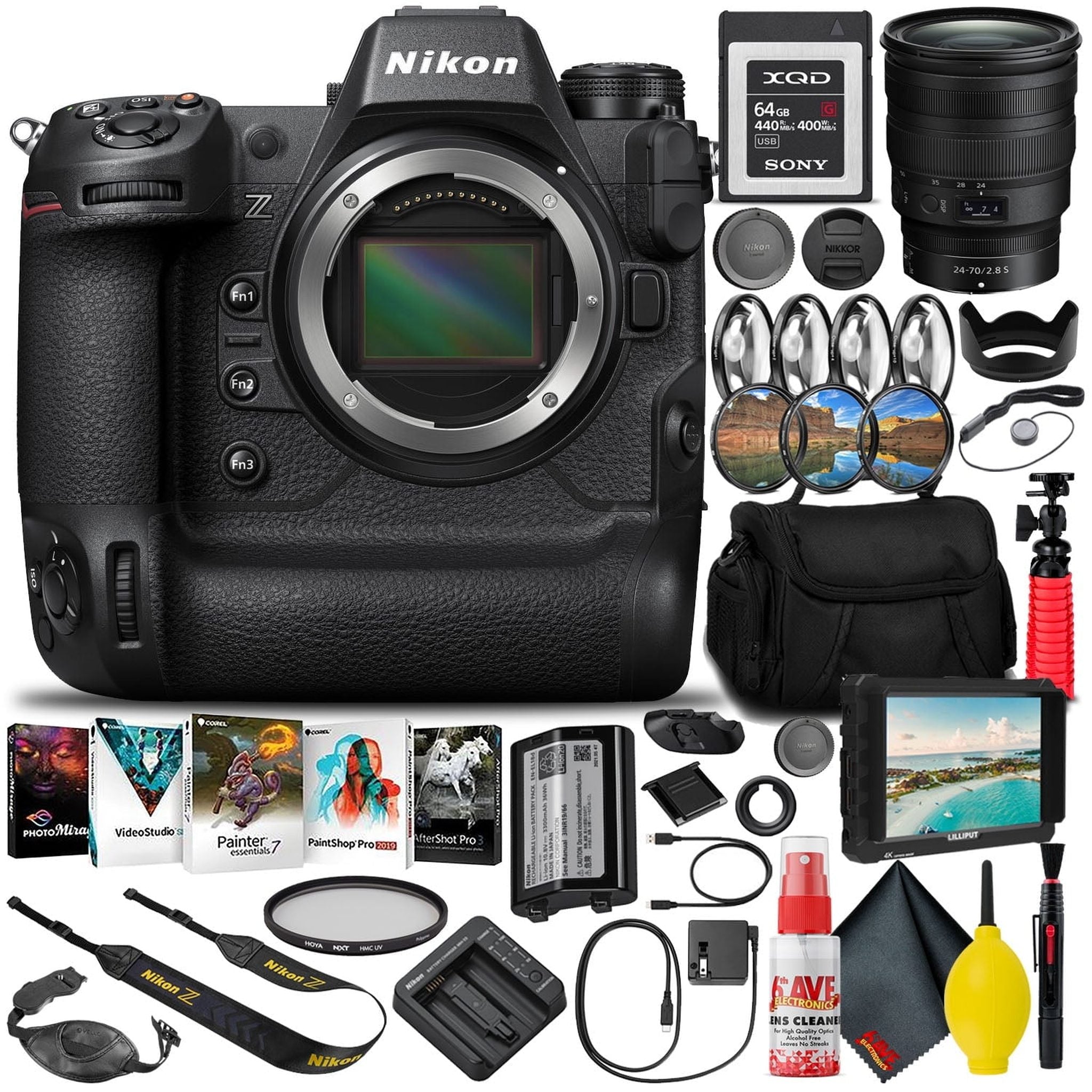 Nikon Z9 Mirrorless Camera 1669 with 24-70mm Lens + 64GB XQD Card INTL Base Bundle