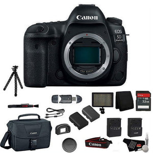 Canon EOS 5D Mark IV Full Frame Digital SLR Camera Body - Bundle with Tripod + LED Light + 32 GB Memory Card + More Intl Model
