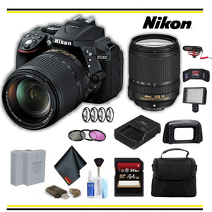 Nikon D5300 DSLR Camera with 18-140mm Lens 13303 Advanced Bundle W/Bag, Extra Battery, LED Light, Mic, Filters and Mor