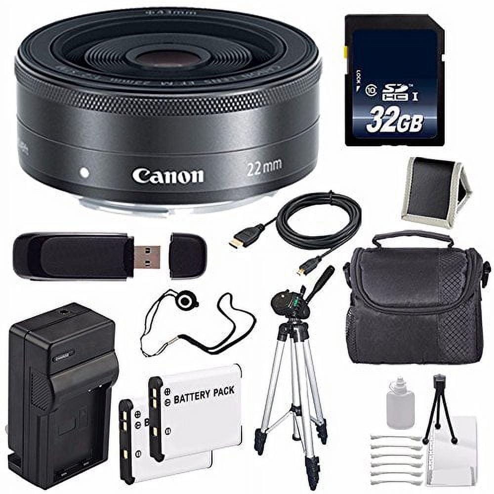 Canon EF-M 22mm f/2 STM Lens + 32GB SDHC Class 10 Memory Card 6AVE Bundle 6