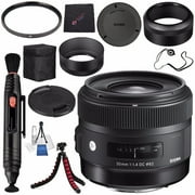 Sigma 30mm f/1.4 DC HSM Art Lens for Nikon #301306 + Lens Pen Cleaner + Microfiber Cleaning Cloth + Lens Capkeeper + Deluxe Cleaning Kit + Flexible Tripod Bundle (International Model No Warranty)