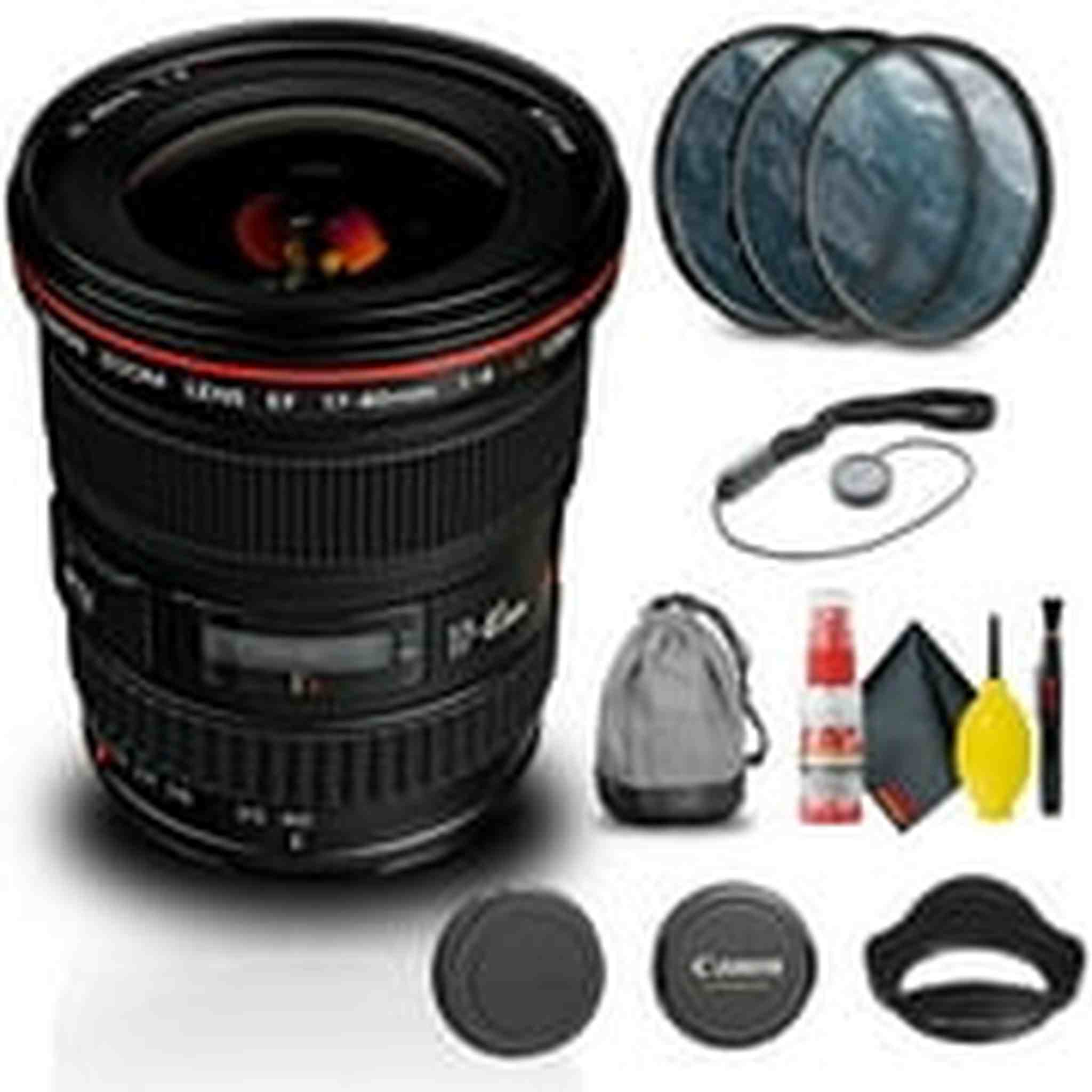 Canon EF 17-40mm f/4L USM Lens 8806A002 + Filter Kit + Cap Keeper Base Bundle Canon