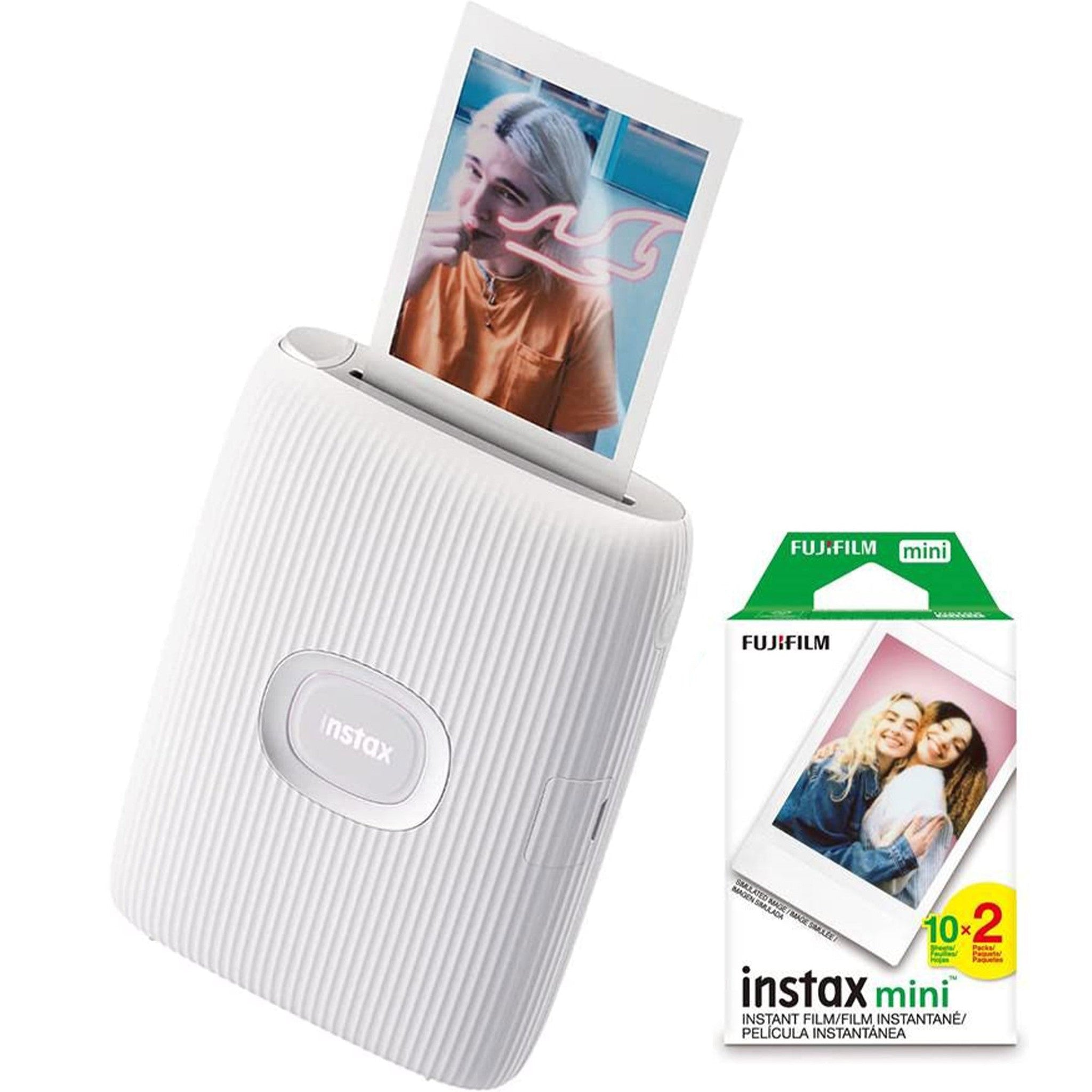 Fujifilm 16767155 Instax Mini Link 2 Smartphone Printer Clay White with 20 Shots Fujifilm