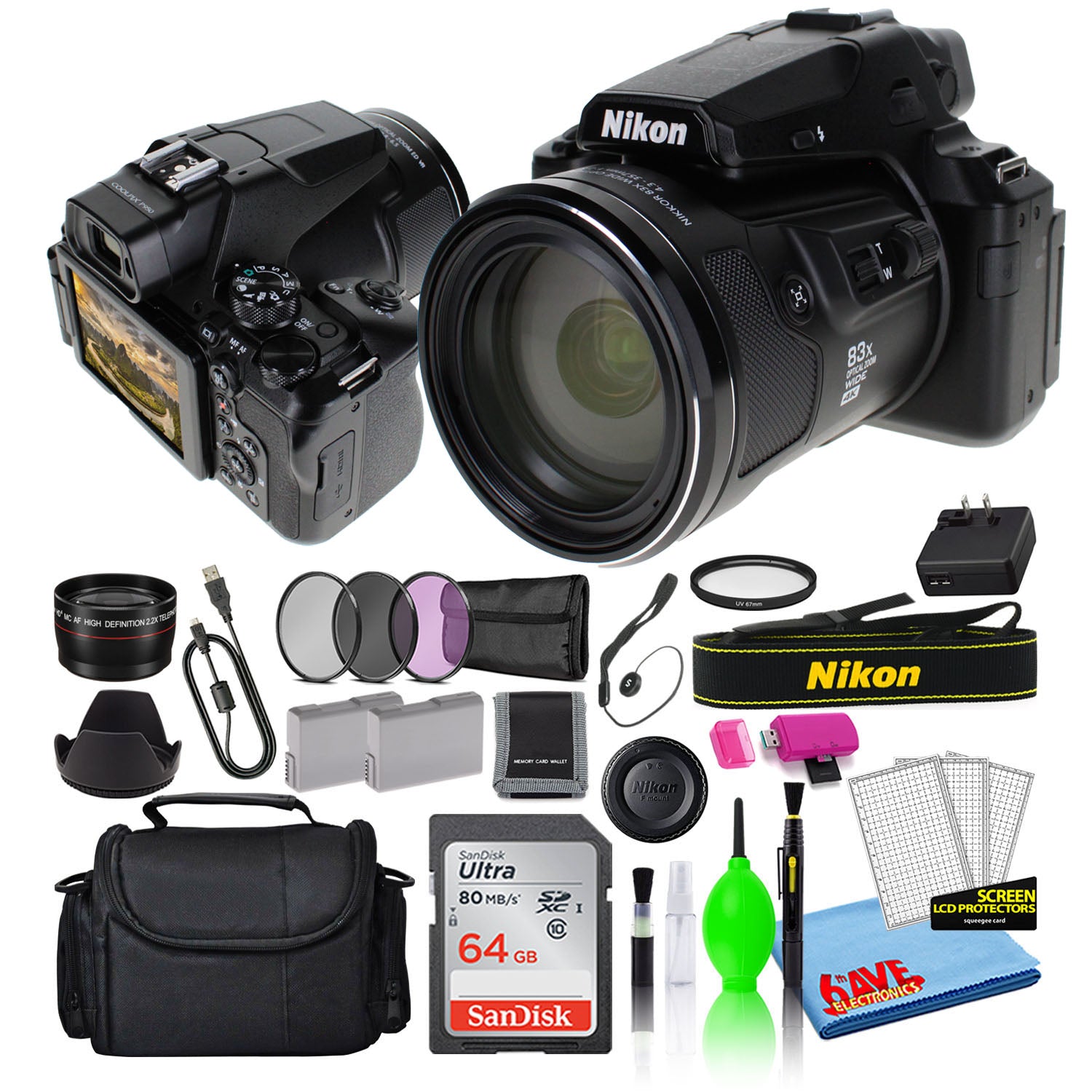 Nikon COOLPIX P950 83x Zoom Digital Camera 26532 + 64GB SD Card + Bag Intl