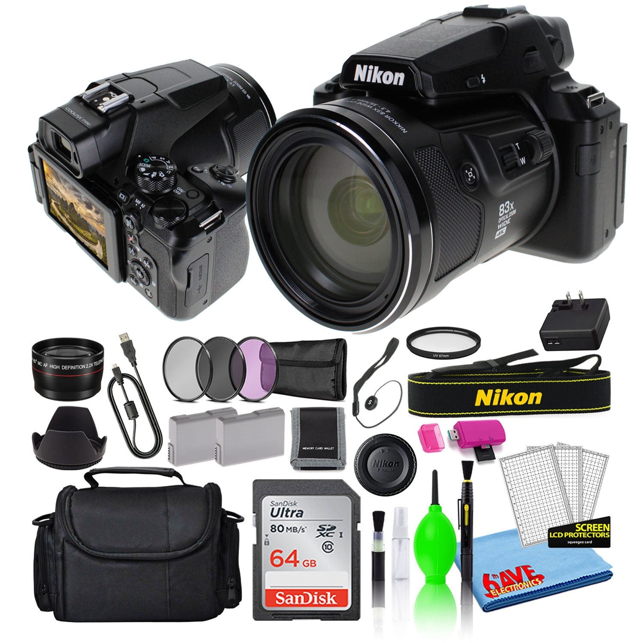 Nikon COOLPIX P950 83x Zoom Digital Camera 26532 + 64GB SD Card + Bag Intl