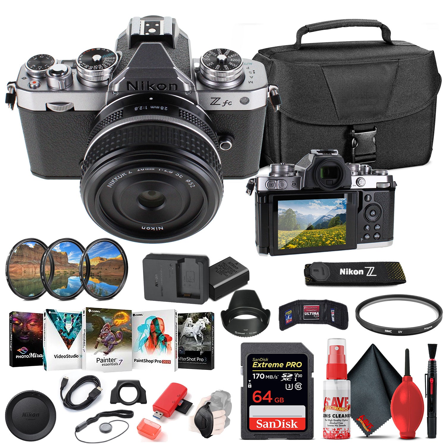 Nikon Z fc Digital Camera with 28mm Lens INTL Bundle with 64GB SD Card -
