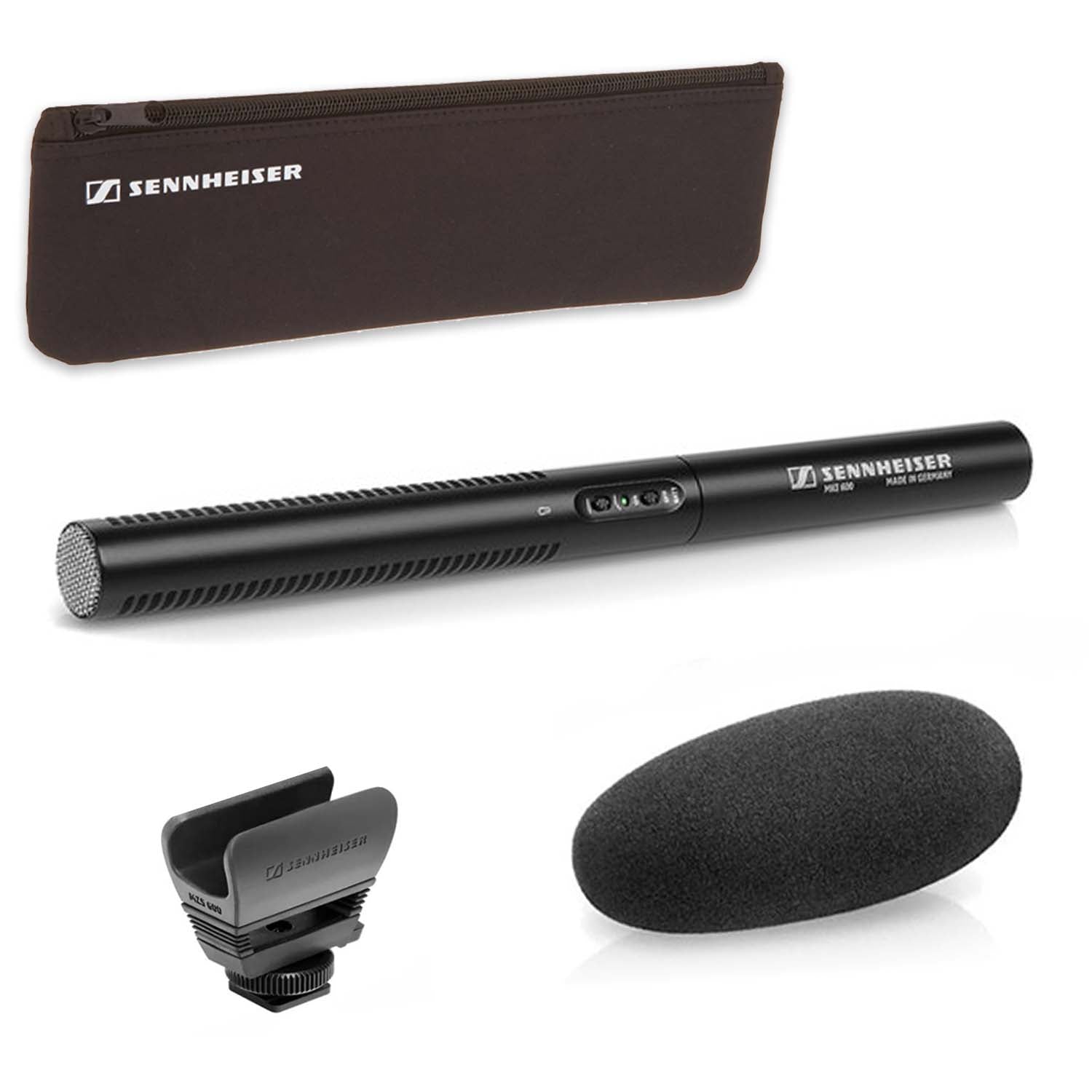 Sennheiser MKE 600 Camcorder Shotgun Microphone with Carrying Case, Shock Mount, Foam Windscreen AND 1-Year Extended Warranty Bundle