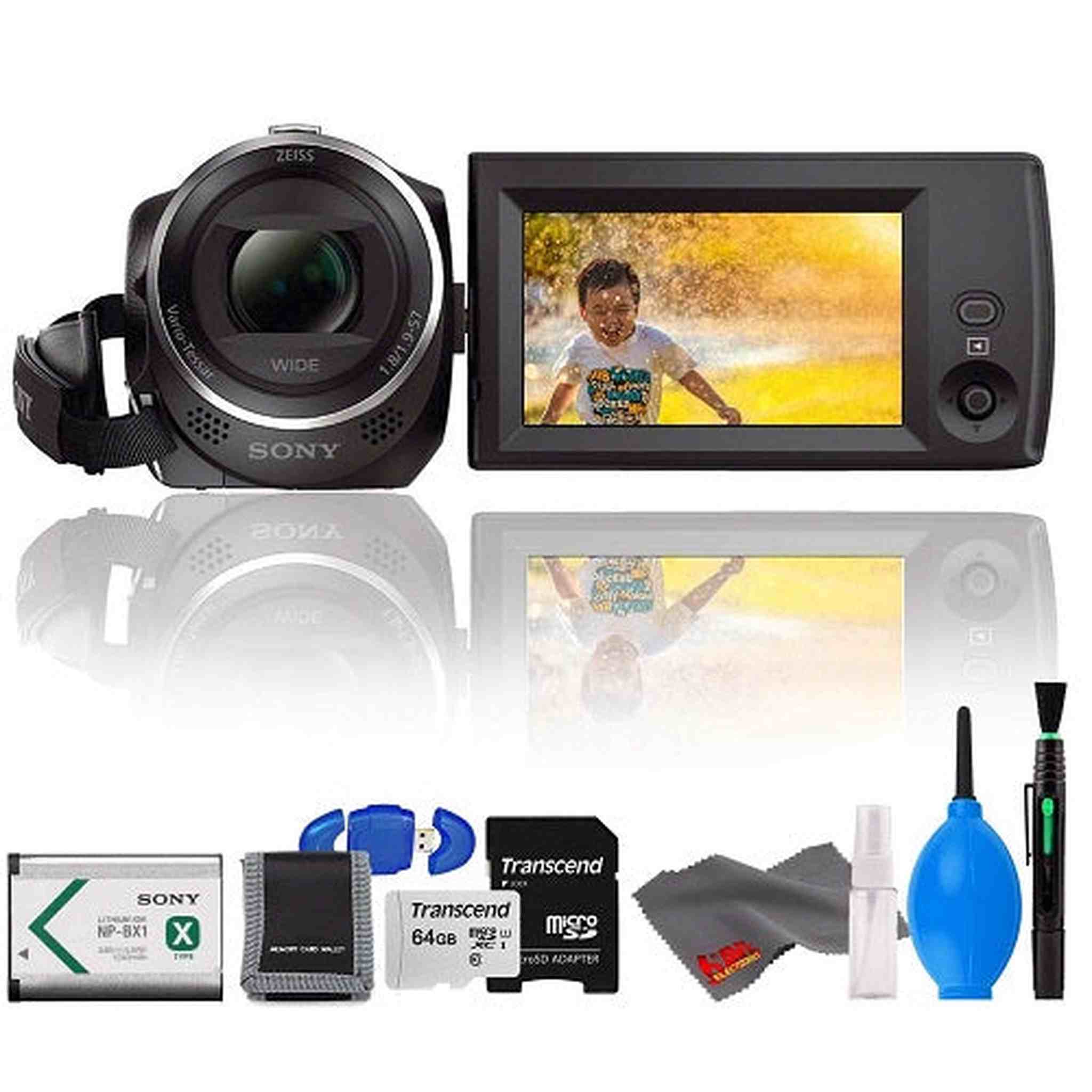 Sony HDR-CX405 HD Handycam with Memory Card Kit and Cleaning Kit