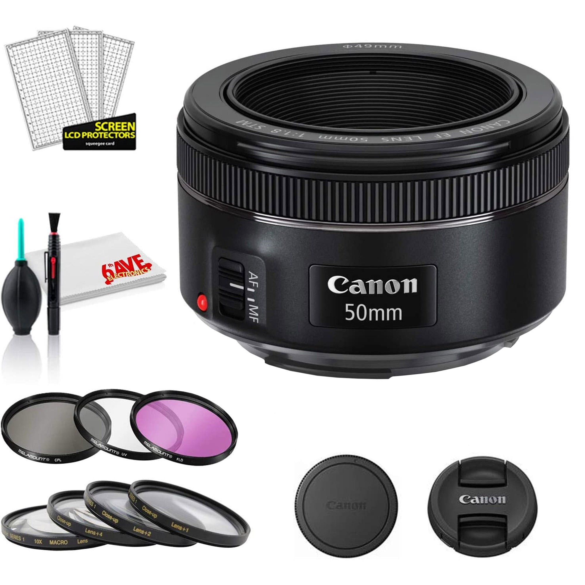 Canon EF 50mm f/1.8 STM Lens (International Model) Bundle with Filter Kits