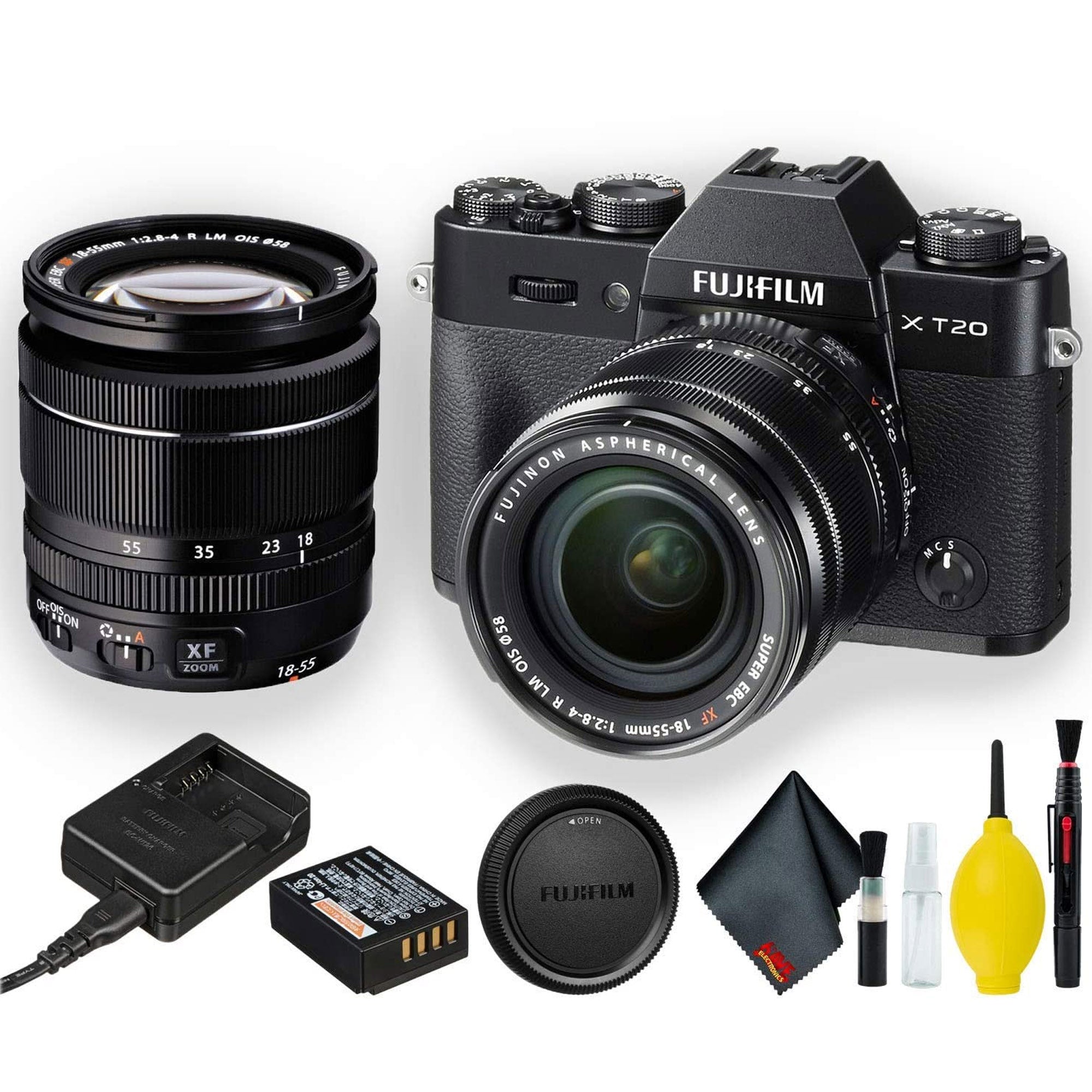 FUJIFILM X-T20 Mirrorless Digital Camera with 18-55mm Lens (Black) 16542751 - Starter Bundle