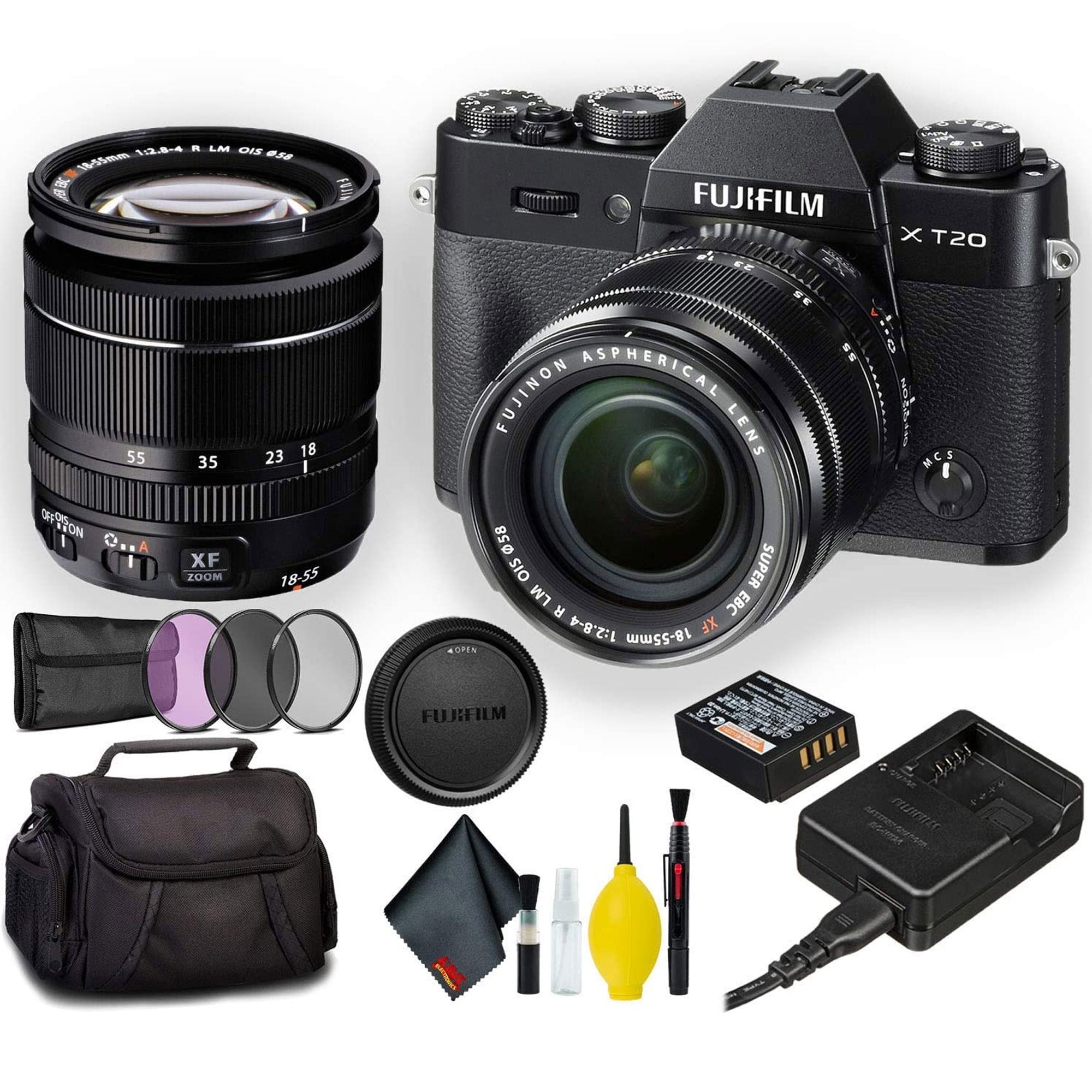 FUJIFILM X-T20 Mirrorless Digital Camera with 18-55mm Lens (Black) 16542751 - Standard Bundle