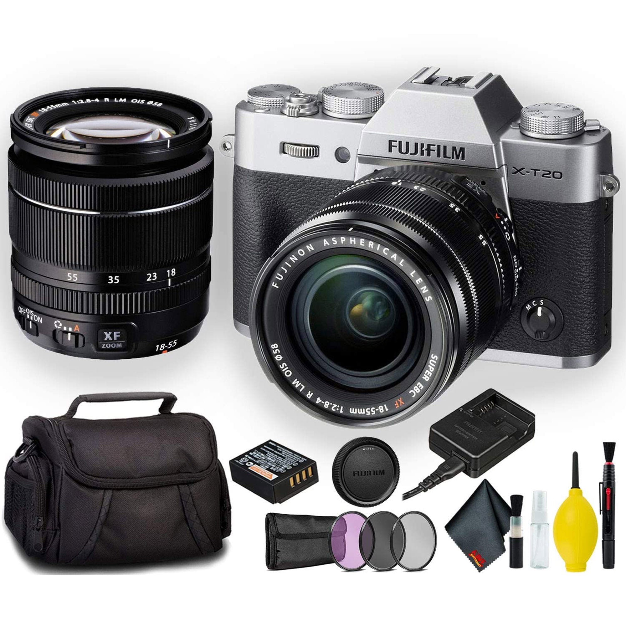 FUJIFILM X-T20 Mirrorless Digital Camera with 18-55mm Lens (Silver) 16542622 - Standard Bundle