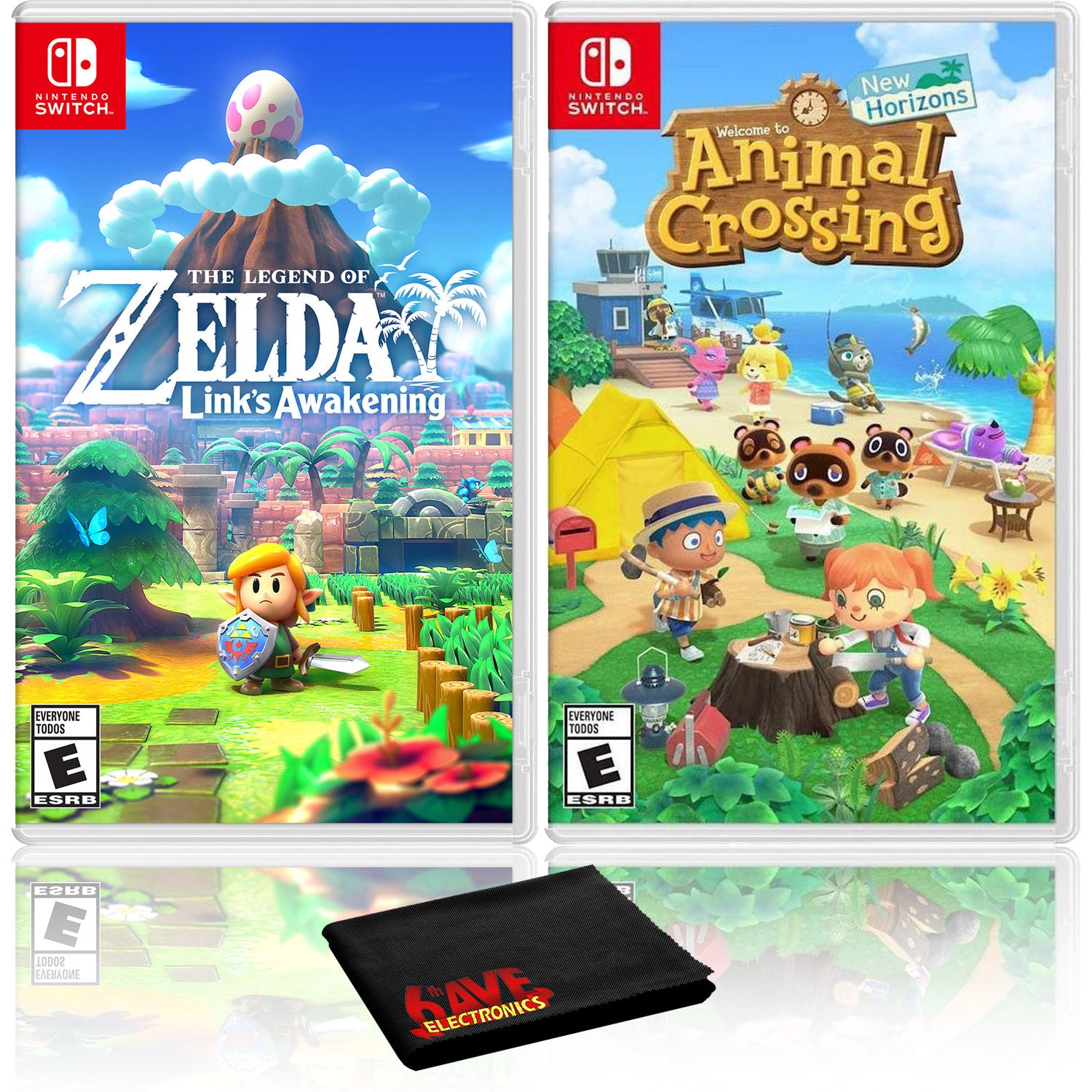 The Legend of Zelda: Links Awakening + Animal Crossing: New Horizons + 6Ave Cloth - Nintendo Switch