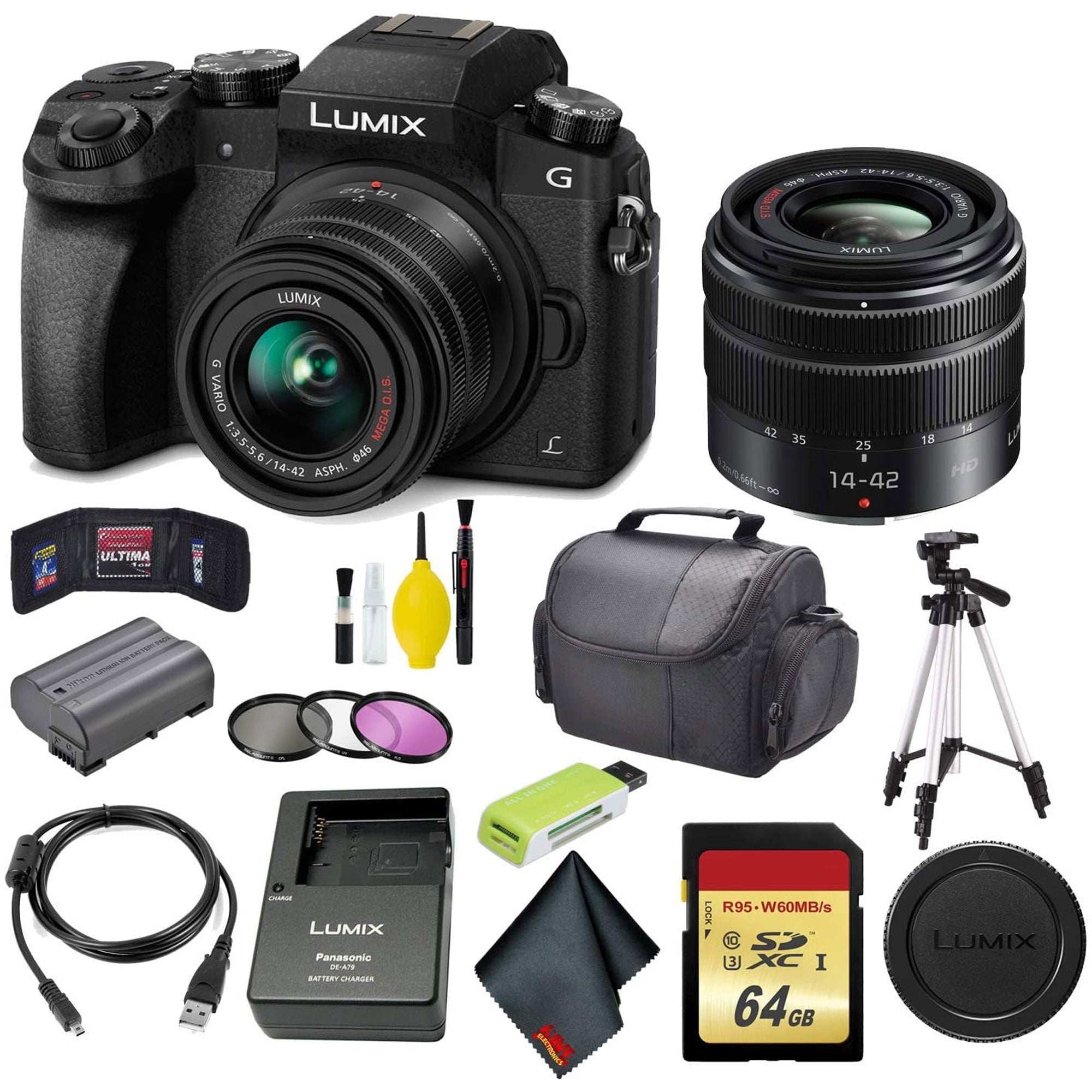 Panasonic Lumix DMC-G7 Mirrorless Micro Four Thirds Digital Camera with 14-42mm Lens Master Bundle