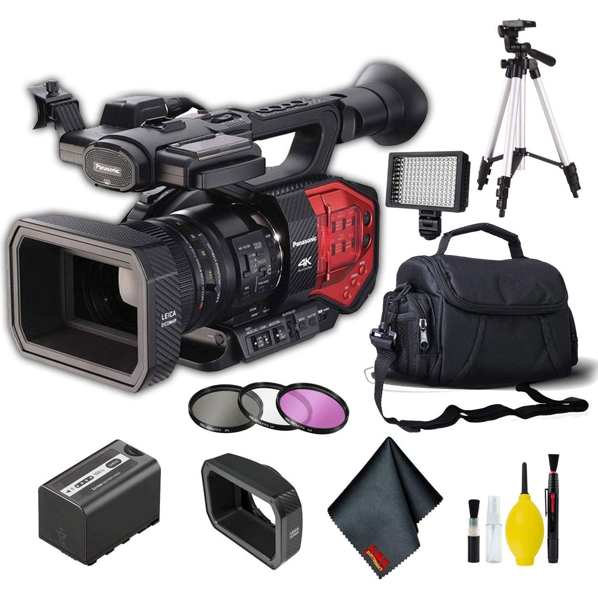 Panasonic AG-DVX200 4K Camcorder with Four Thirds Sensor and Integrated Zoom Lens Plus Bundle Panasonic