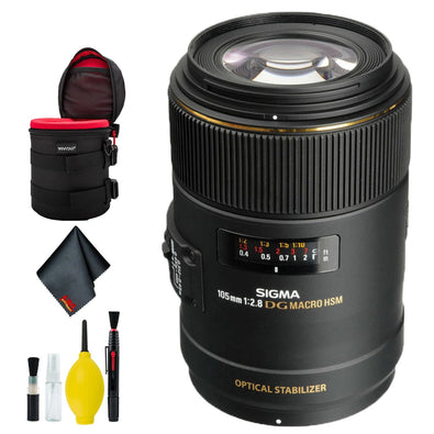 Sigma 105mm f/2.8 EX DG OS HSM Macro Lens for Nikon F Intl Deluxe Bundle