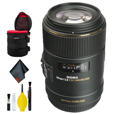 Sigma 105mm f/2.8 EX DG OS HSM Macro Lens for Canon EF Intl Deluxe Bundle