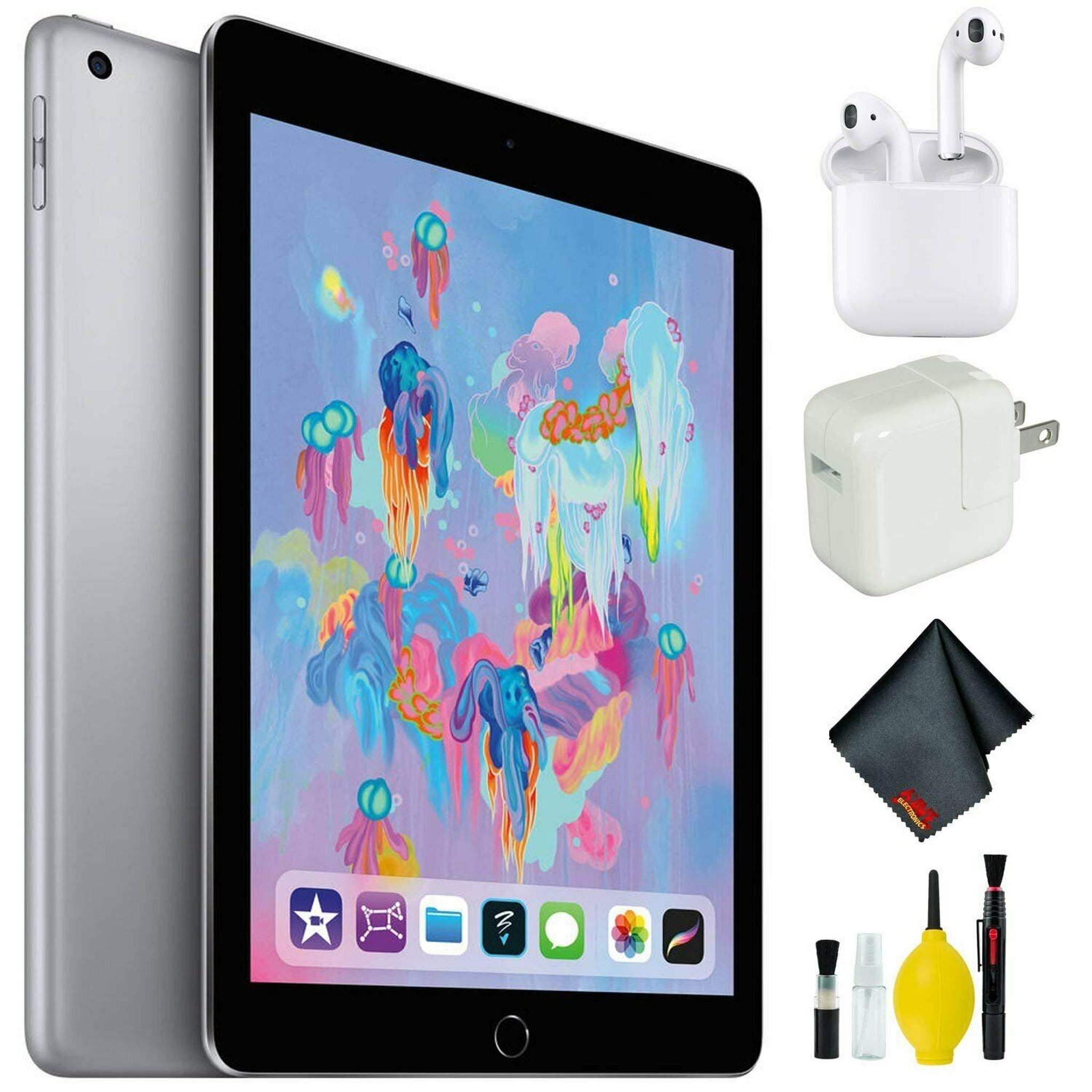 Apple 9.7" iPad Early 2018, 32GB, Wi-Fi Only, Space Gray with Airpods Apple