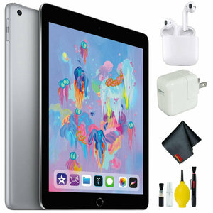 Apple 9.7" iPad Early 2018, 32GB, Wi-Fi Only, Space Gray with Airpods Apple