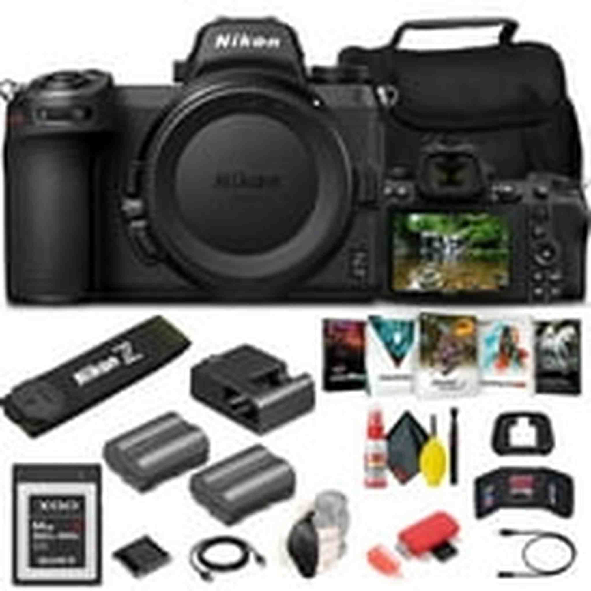 Nikon Z 7II Mirrorless Digital Camera 45.7MP Body Only 1653 + 64GB XQD Card + EN-EL15c Battery + Corel Software + Case + Card Reader + Cleaning Set + Hand Strap - International Model Bundle Nikon