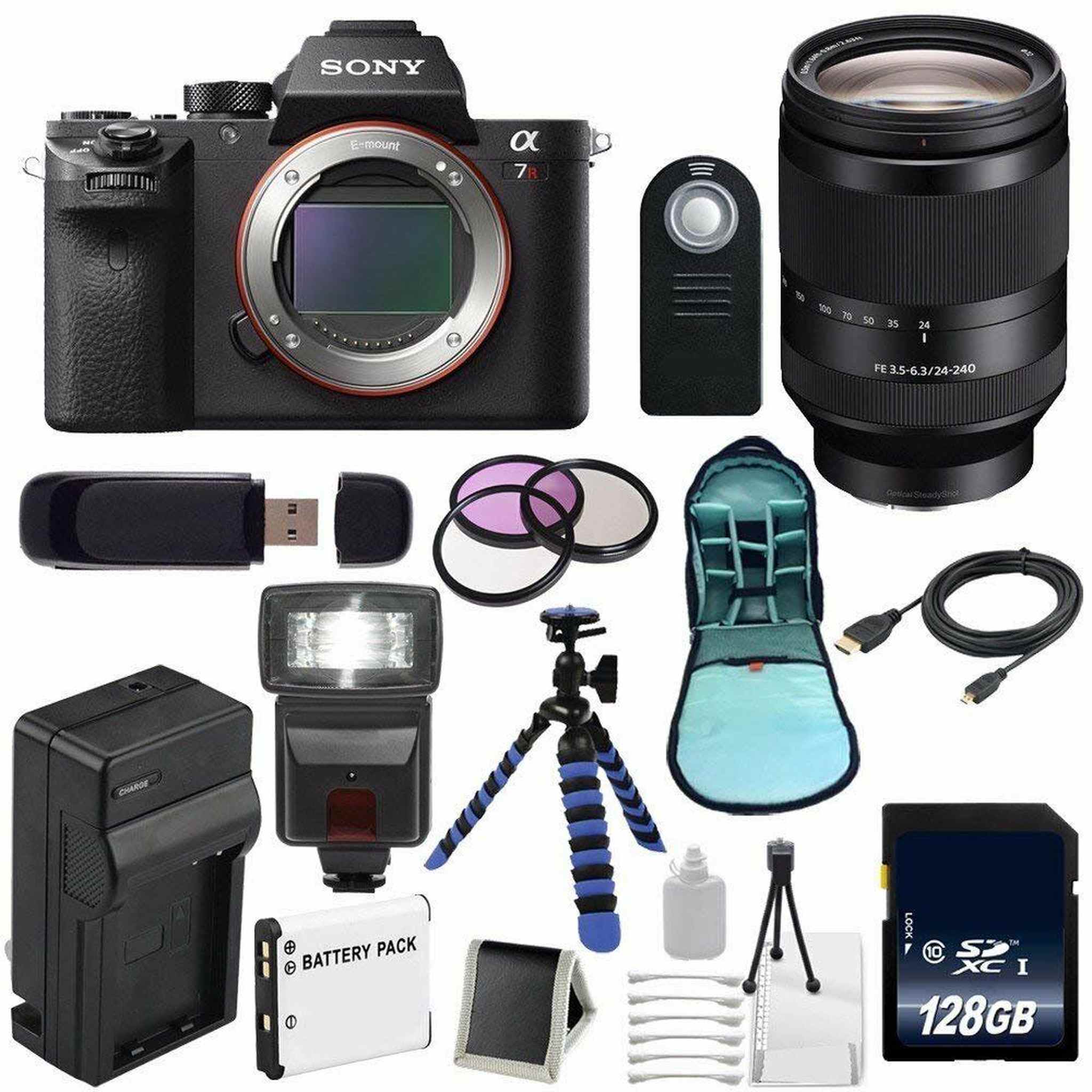 Sony Alpha a7R II Mirrorless Digital Camera International Model + Sony FE 24-240mm f/3.5-6.3 OSS Lens + 72mm 3 Piece Deluxe Bundle