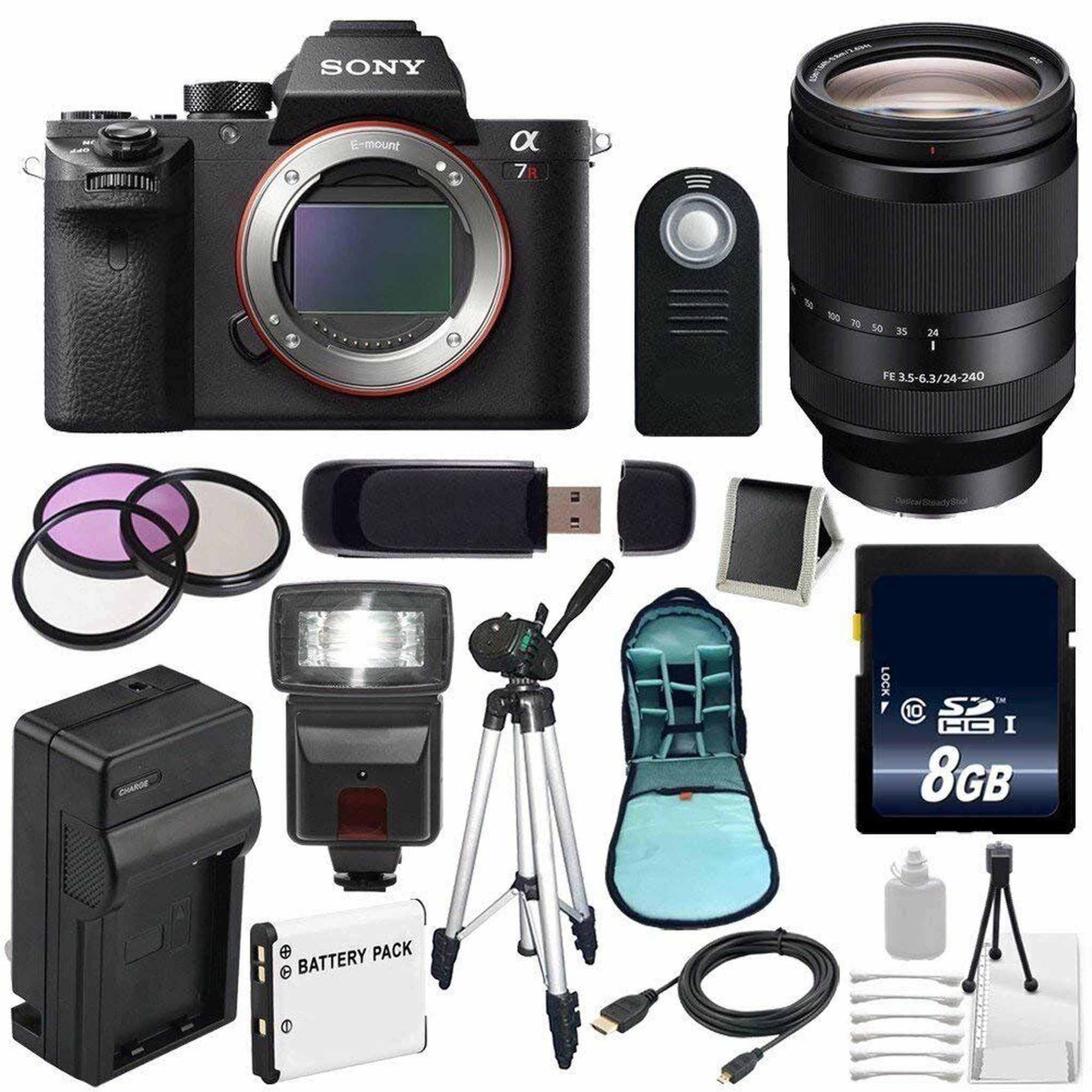 Sony Alpha a7R II Mirrorless Digital Camera International Model + Sony FE 24-240mm f/3.5-6.3 OSS Lens + 72mm 3 Piece F Sony