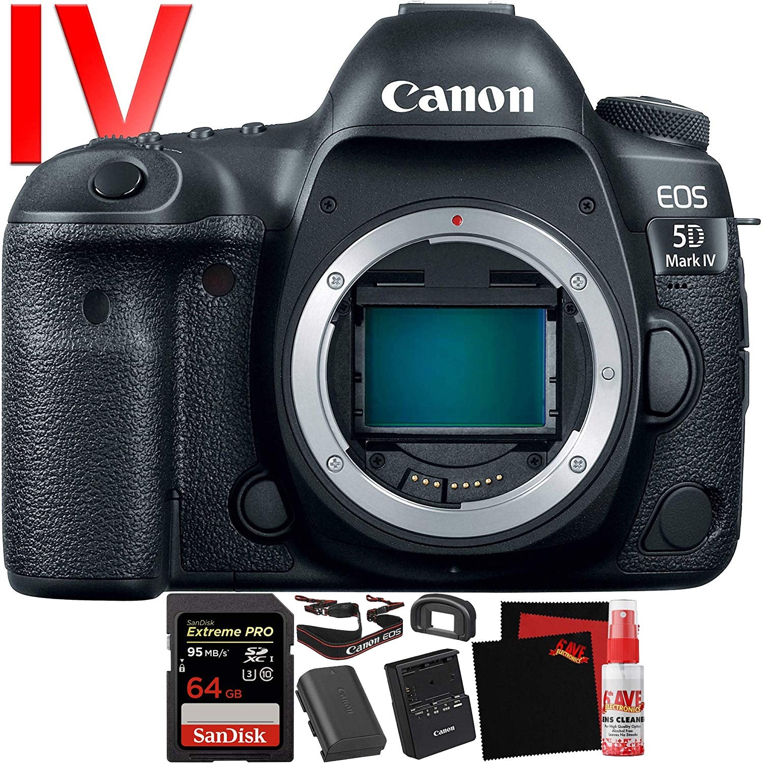 Canon EOS 5D Mark IV DSLR Camera (Body Only) (International Version) - 30.4 Megapixel - 4K Video with Pro Cleaning Kit B Bundle