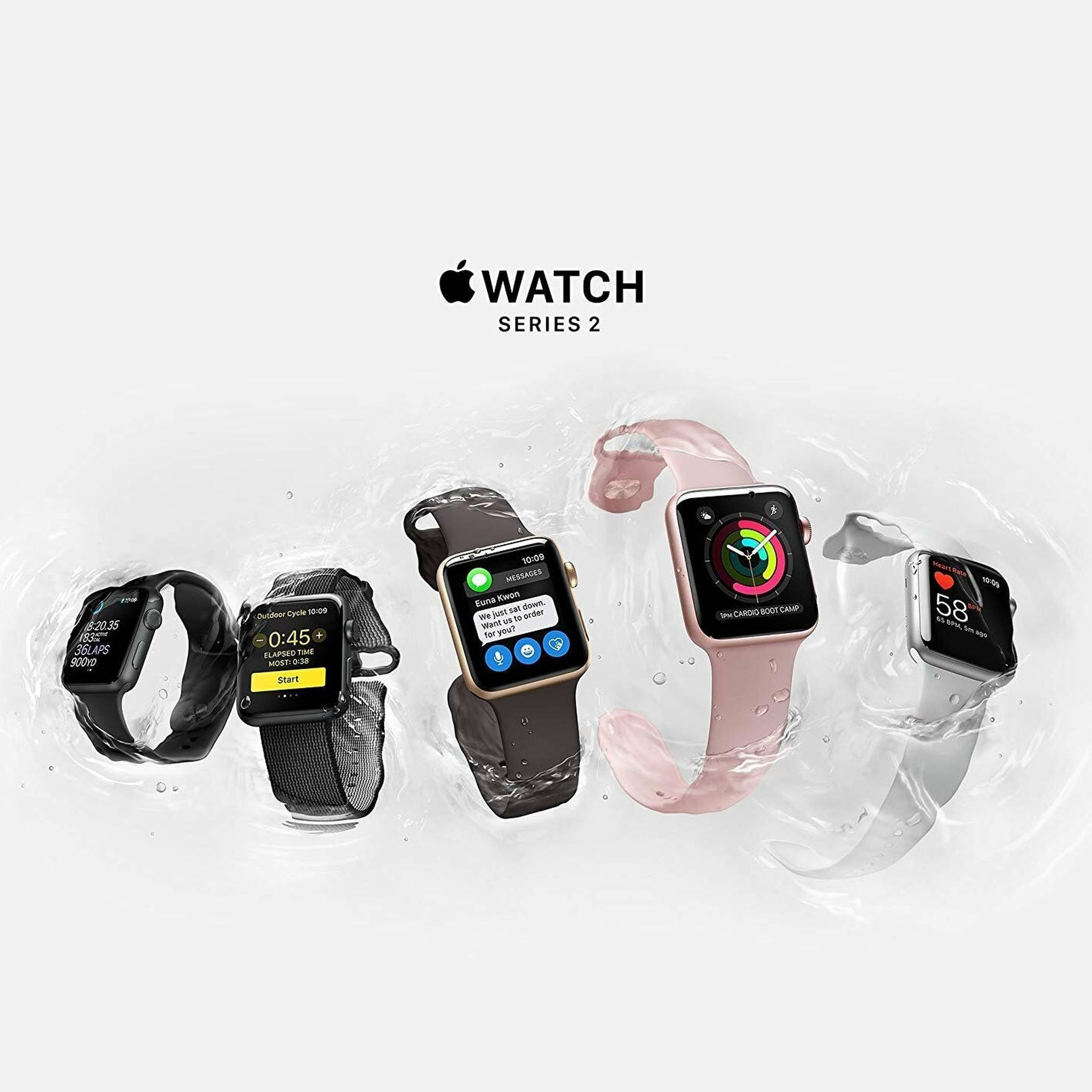 Apple Watch Series 2 38mm Smartwatch Space Black Stainless Steel Case, Space Black Link Band with 2 Year Extended Warranty