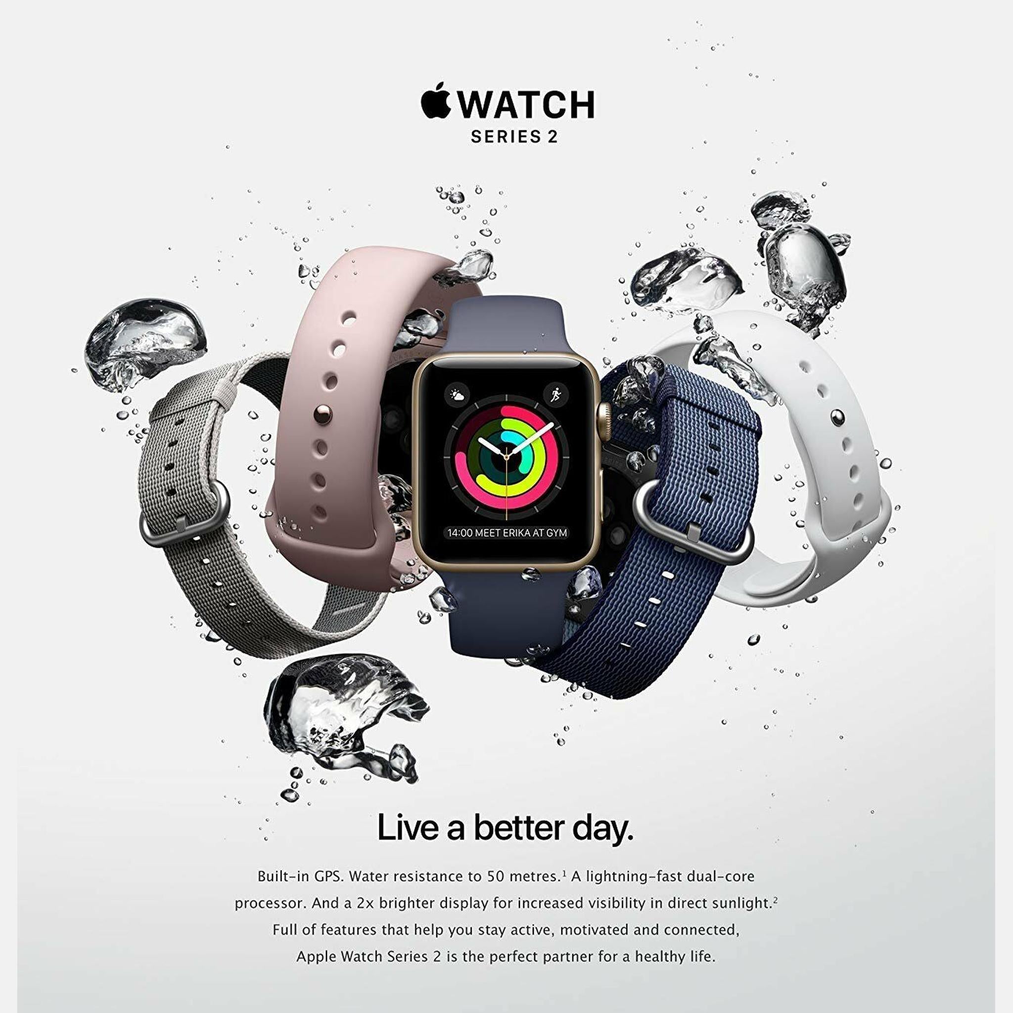 Apple Watch Series 2 38mm Smartwatch Space Black Stainless Steel Case, Space Black Link Band with 2 Year Extended Warranty