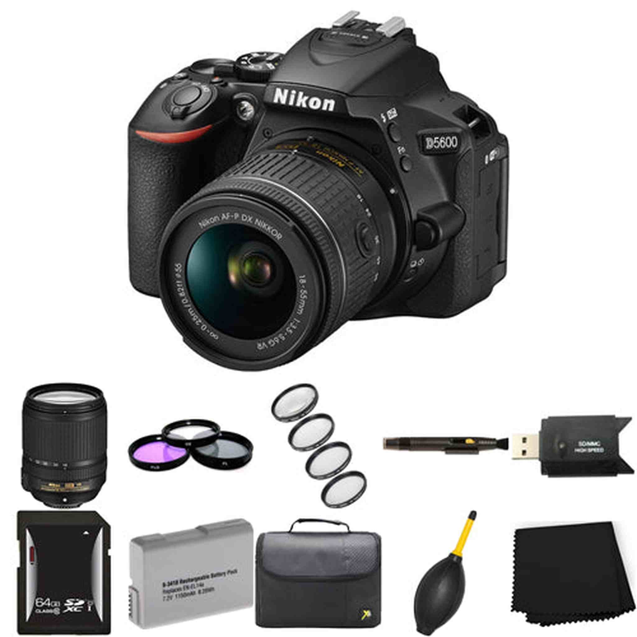 Nikon D5600 DSLR Camera + 18-55mm & 18-140mm Lens 64GB Bundle