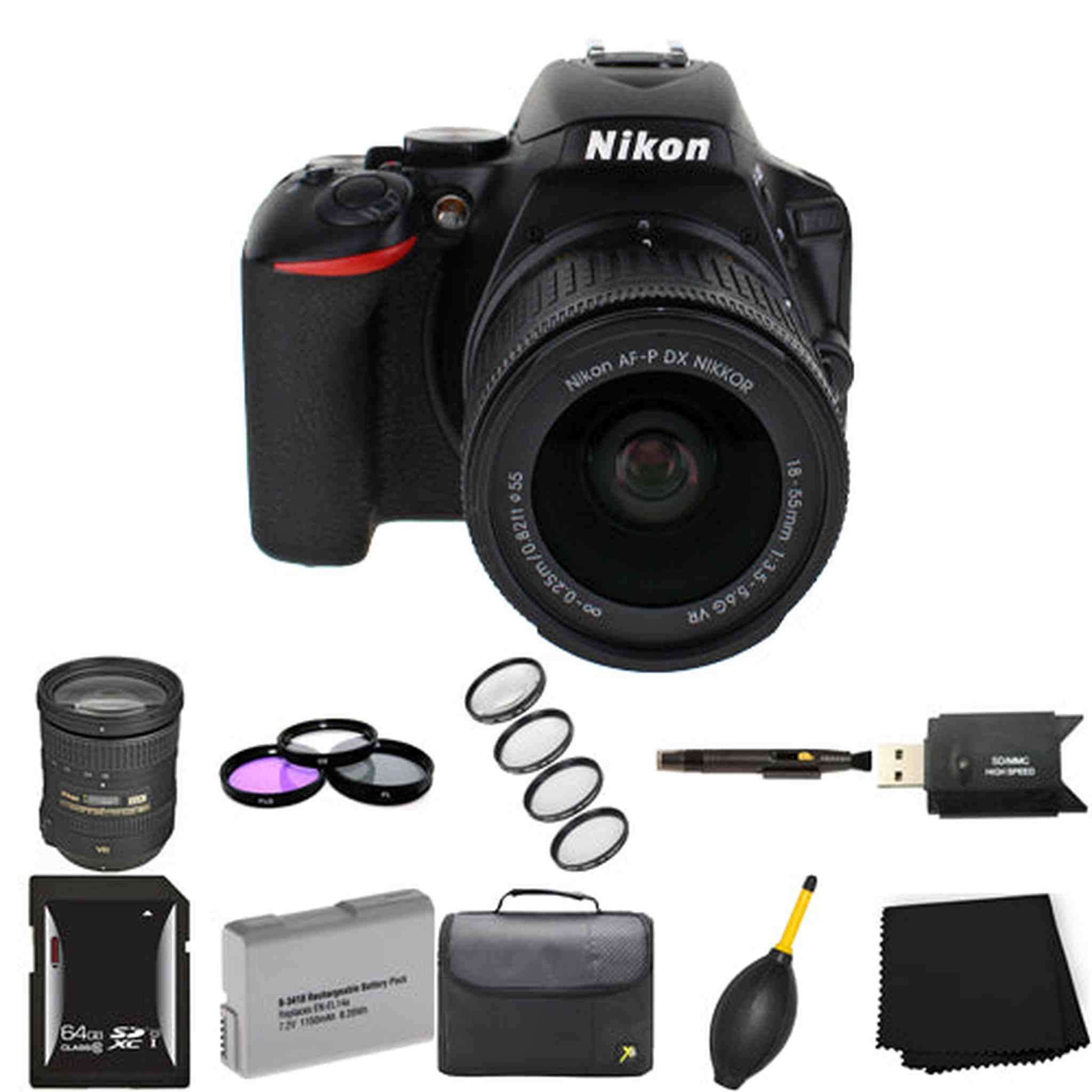 Nikon D5600 DSLR Camera + 18-55mm & 18-200mm Lens 64GB Bundle