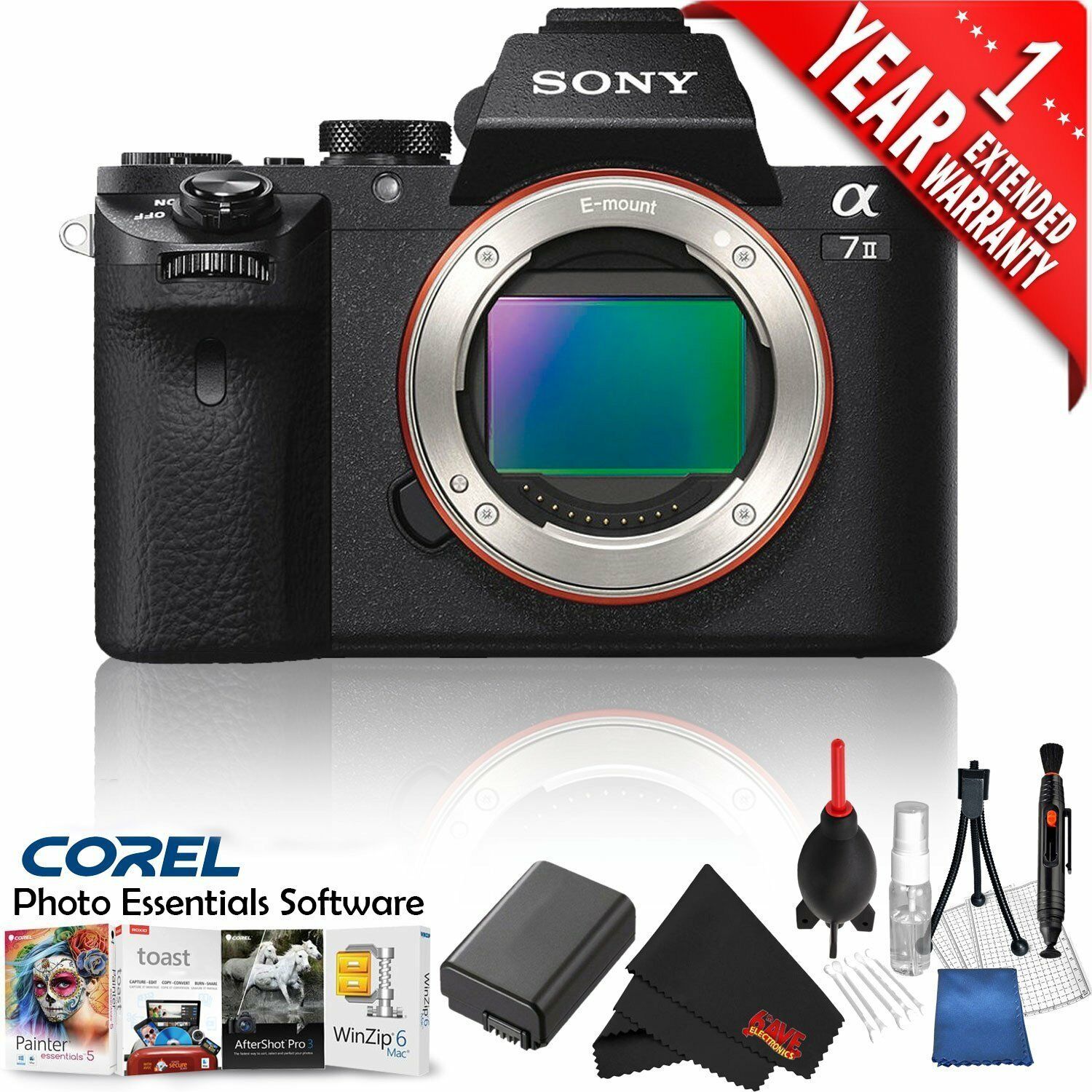 Sony Alpha a7 II Mirrorless Digital Camera International Version with Mac Essentials Software + 1 Year Extended Warranty
